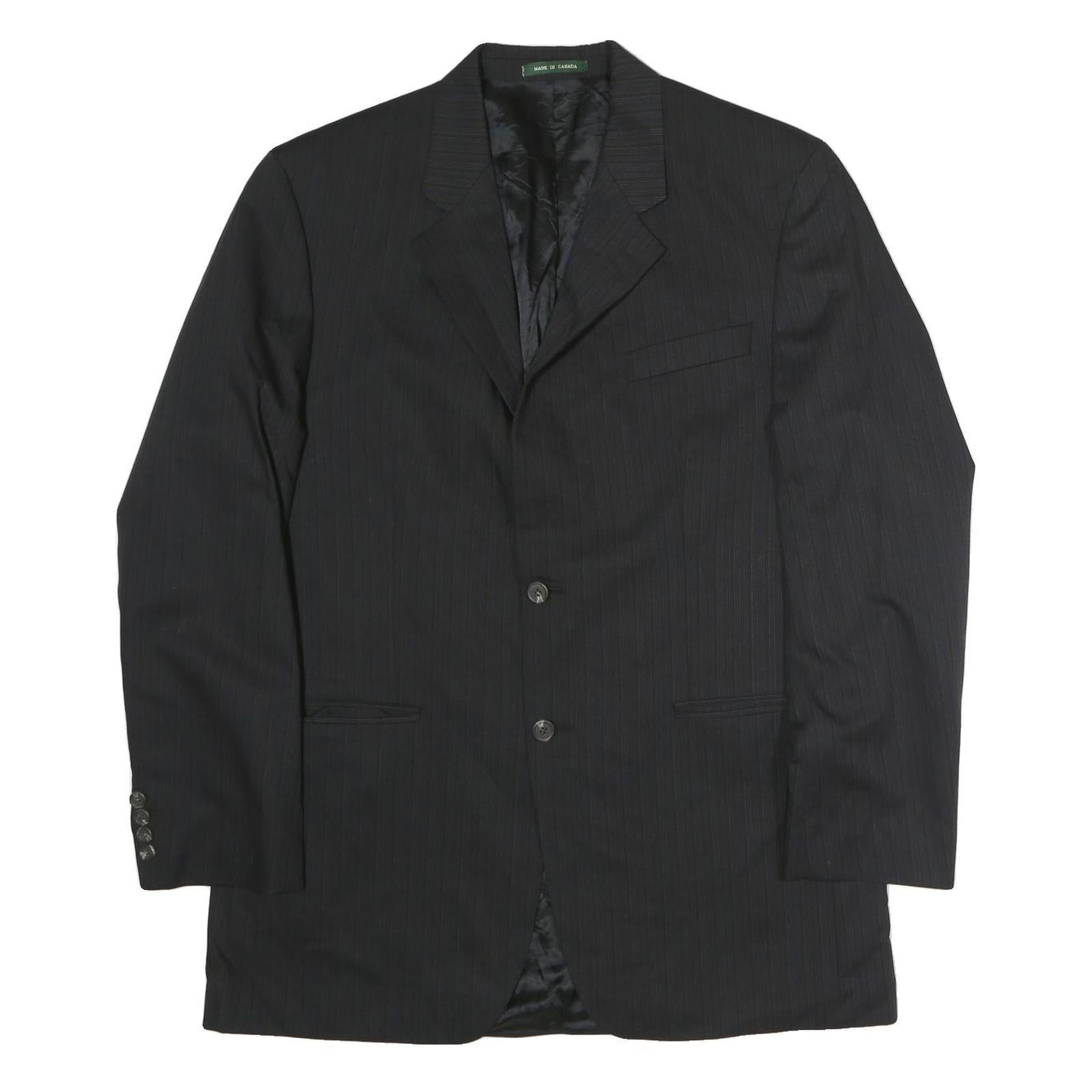 LAUREN RALPH LAUREN Mens Black Cotton Pinstripe Classic Jacket L Tailored Button Refurbished - N/A refurbished available on Cerqular