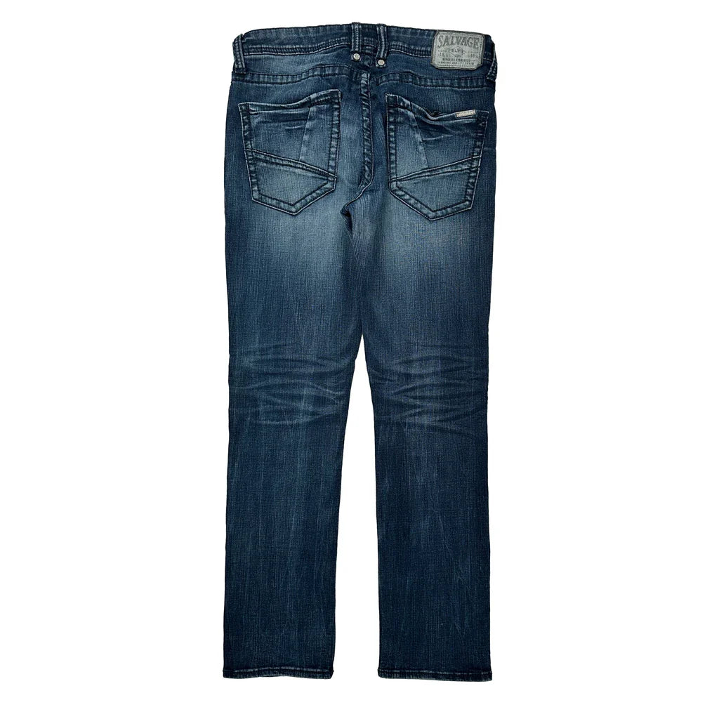 Salvage Slim Jeans - 34W 32L Dark Wash Cotton Refurbished - Thrifted (note: this is a term often used to describe second- refurbished available on Cerqular