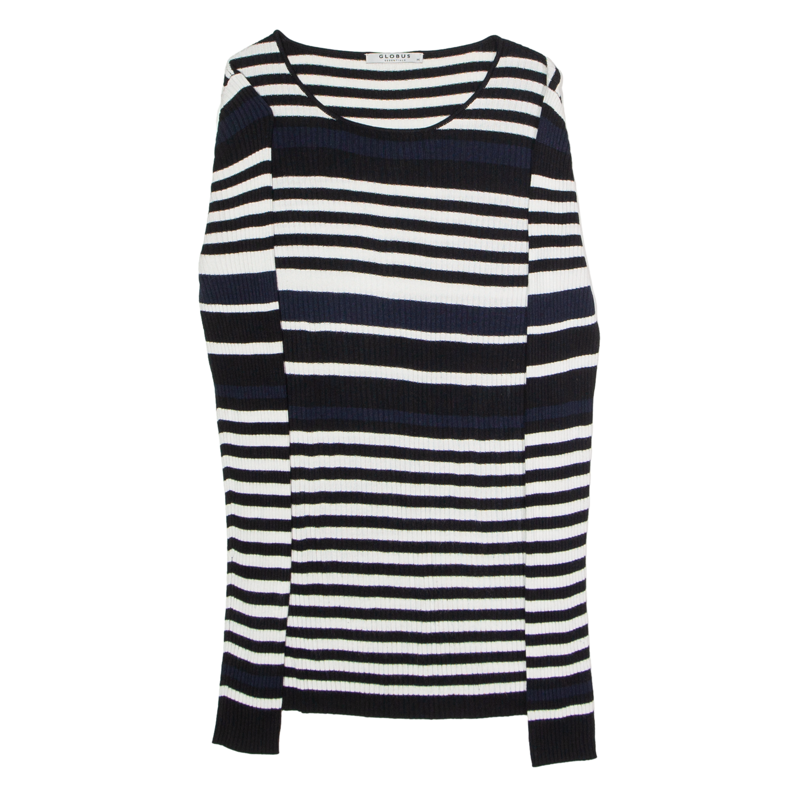GLOBUS ESSENTIALS Womens Patterned Jumper Blue Striped Tight Knit Viscose M Refurbished - N/A refurbished available on Cerqular