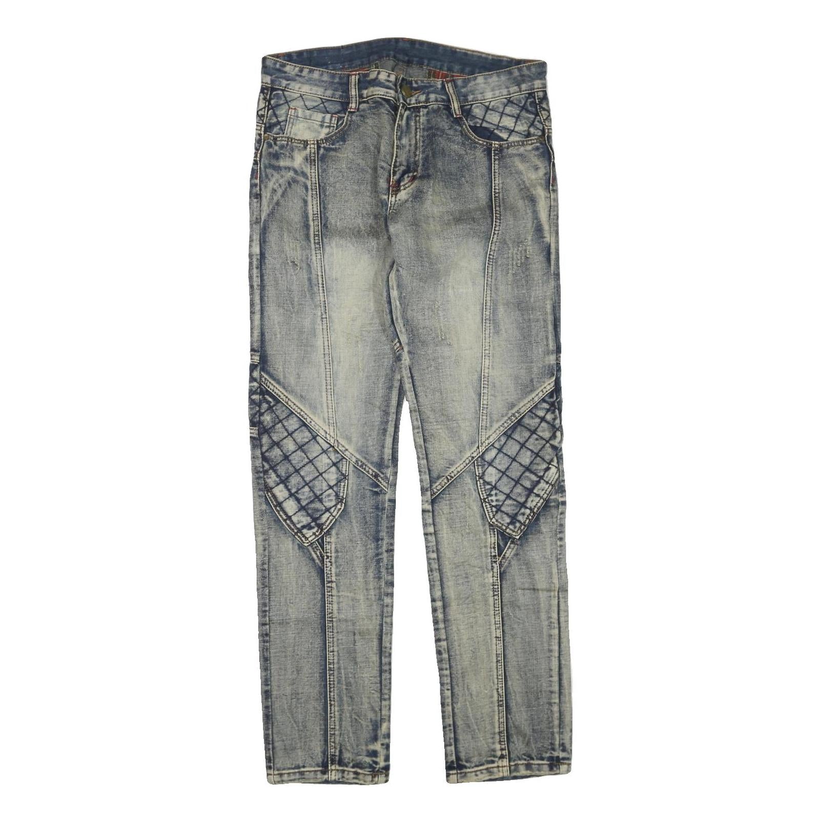 Womens Blue Regular Fit Denim Jeans Cotton Blend W34 L33 Quilted Panel Design Refurbished - N/A refurbished available on Cerqular