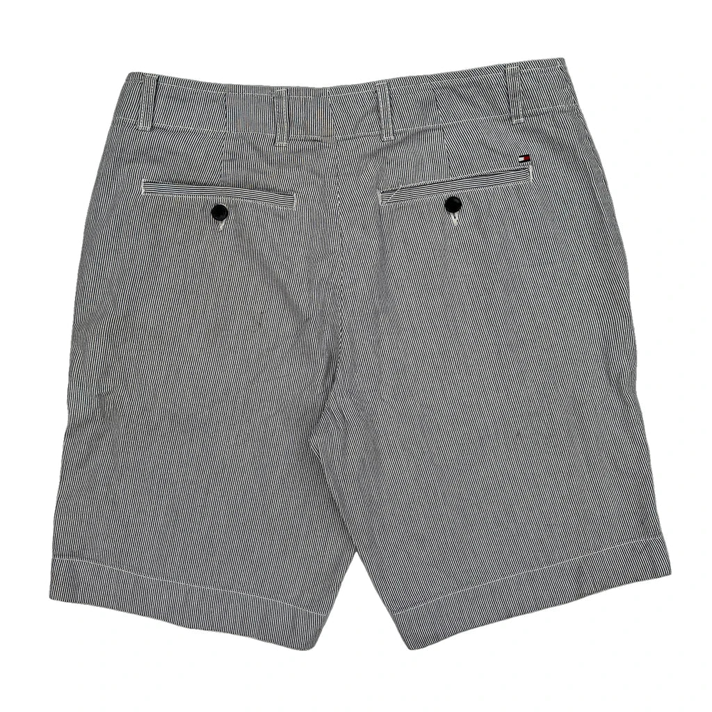 Tommy Hilfiger Pinstripe Chino Shorts - 32W 10L Grey Cotton Refurbished - Thrifted (note: this is a term often used to describe second- refurbished available on Cerqular