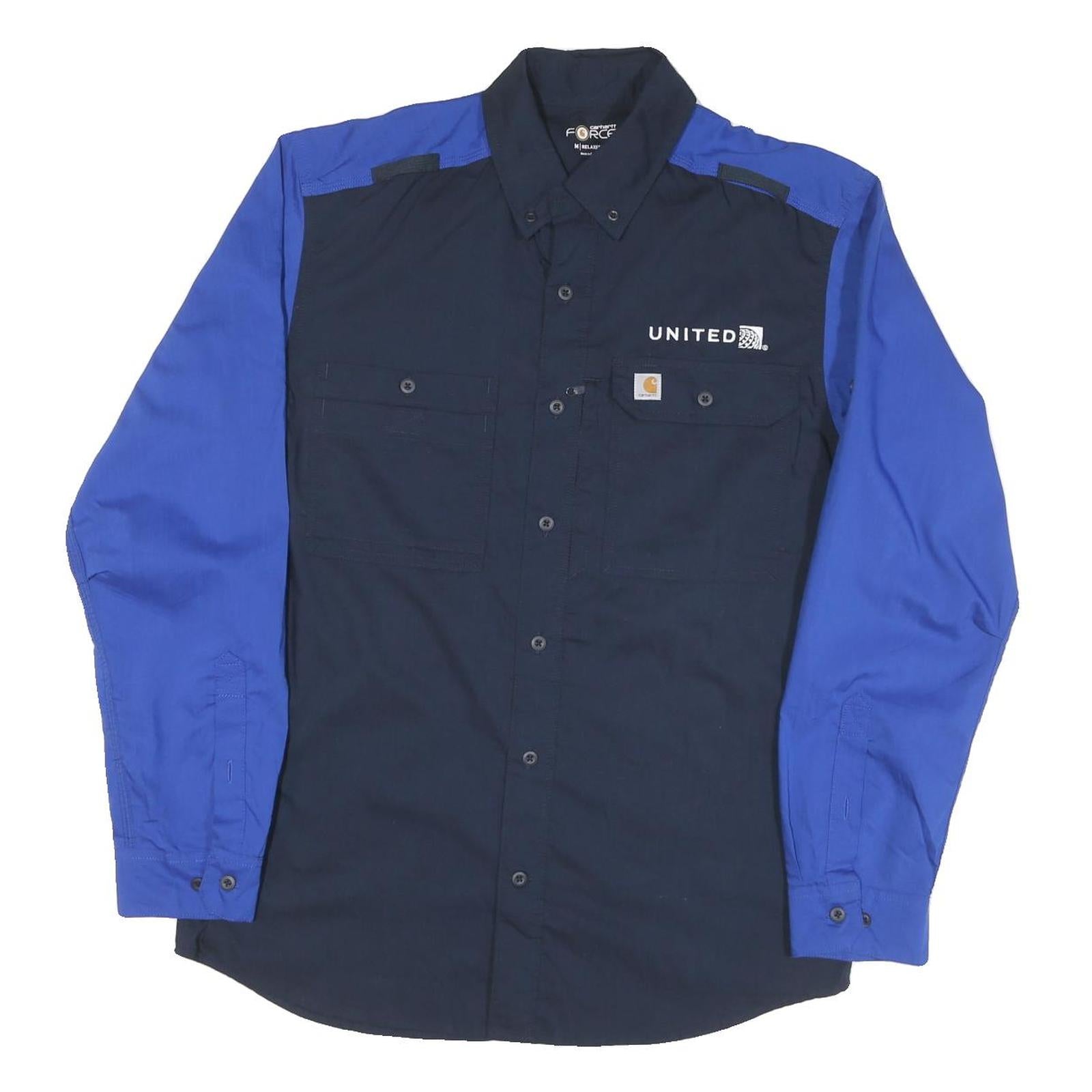 CARHARTT Mens Navy & Blue United Work Shirt M Durable Cotton Blend Button Refurbished - N/A refurbished available on Cerqular