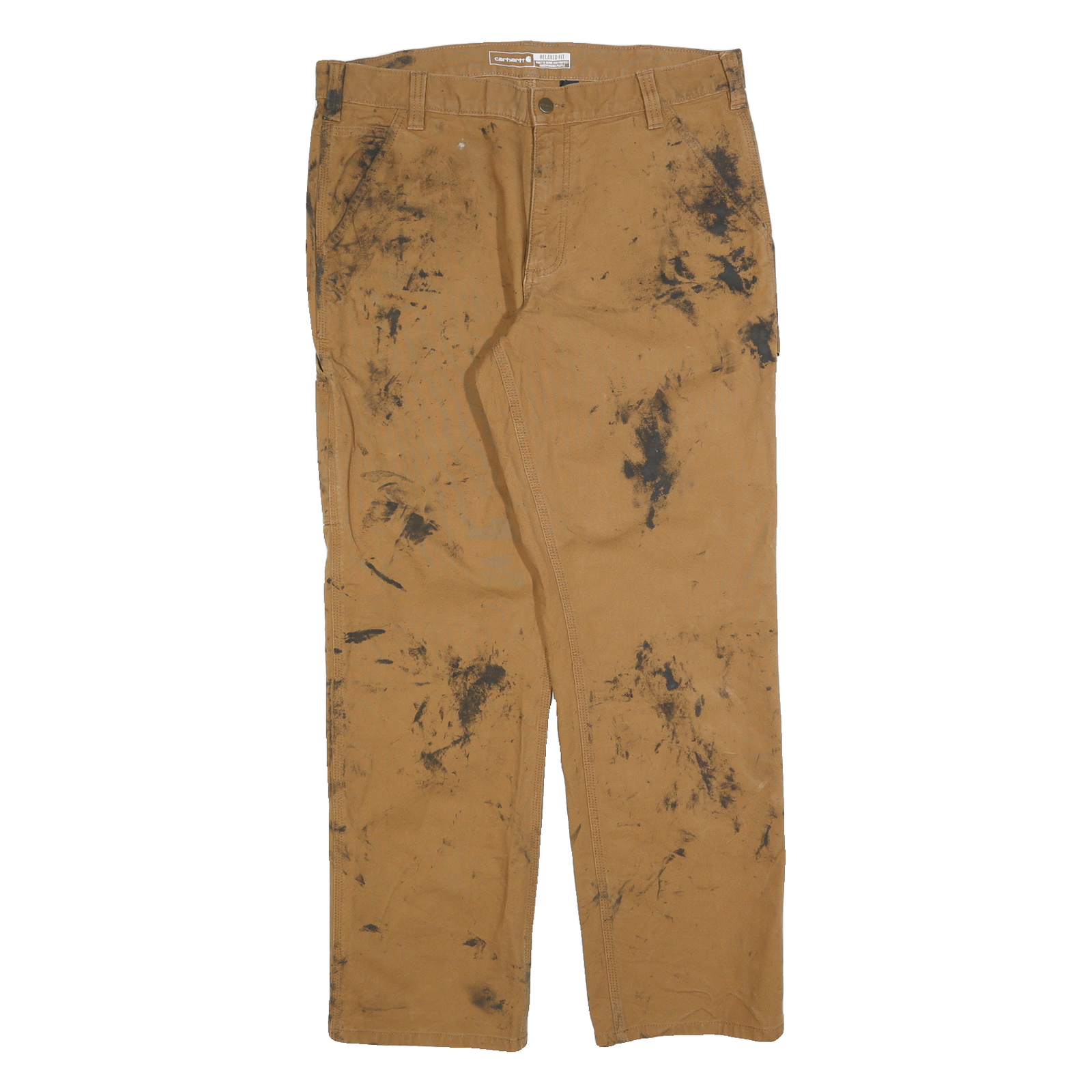 CARHARTT Mens Cotton Blend Brown Relaxed Tapered Trousers W36 L32 Workwear Refurbished - N/A refurbished available on Cerqular