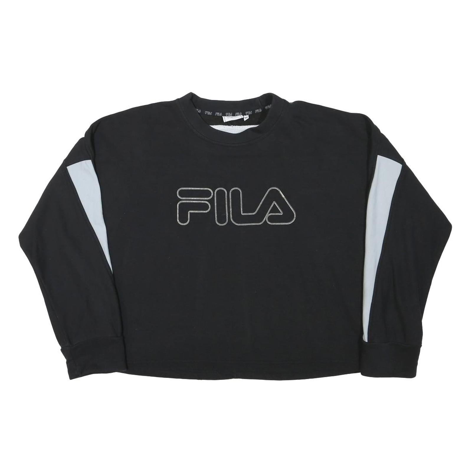 FILA Womens Black & Grey Logo Crew Neck M Sweatshirt Cotton Blend Casual Refurbished - N/A refurbished available on Cerqular