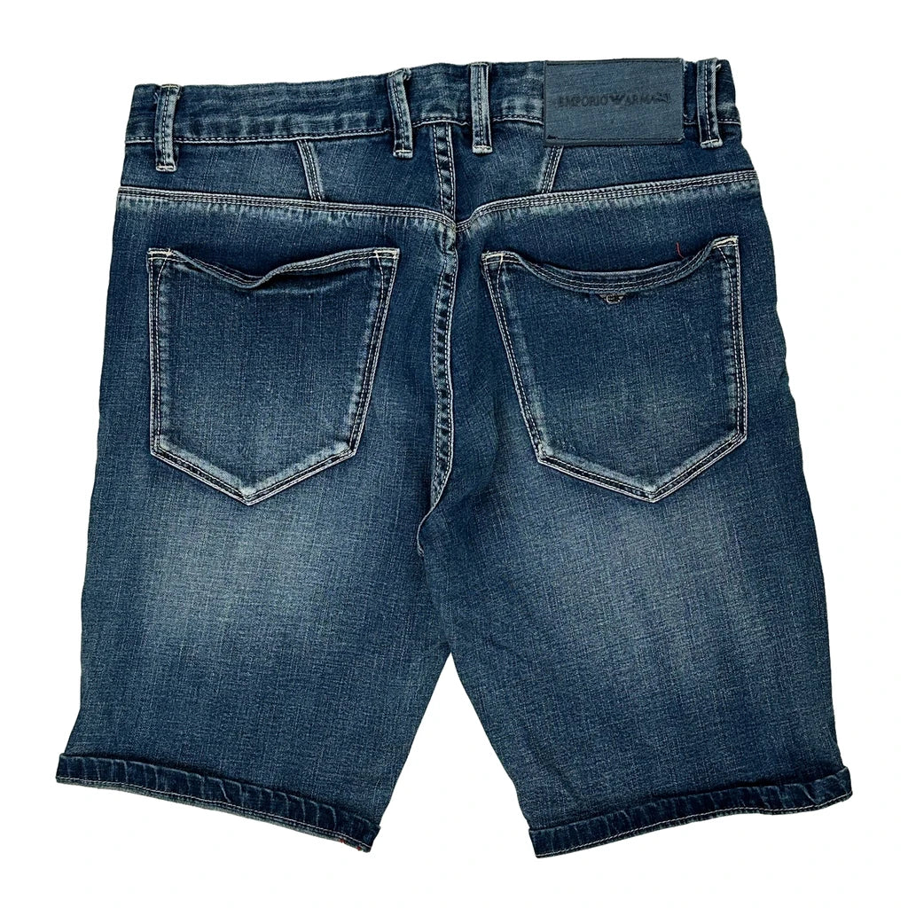 Emporio Armani Denim Shorts - 30W 10L Blue Cotton Refurbished - Thrifted (note: this is a term often used to describe second- refurbished available on Cerqular