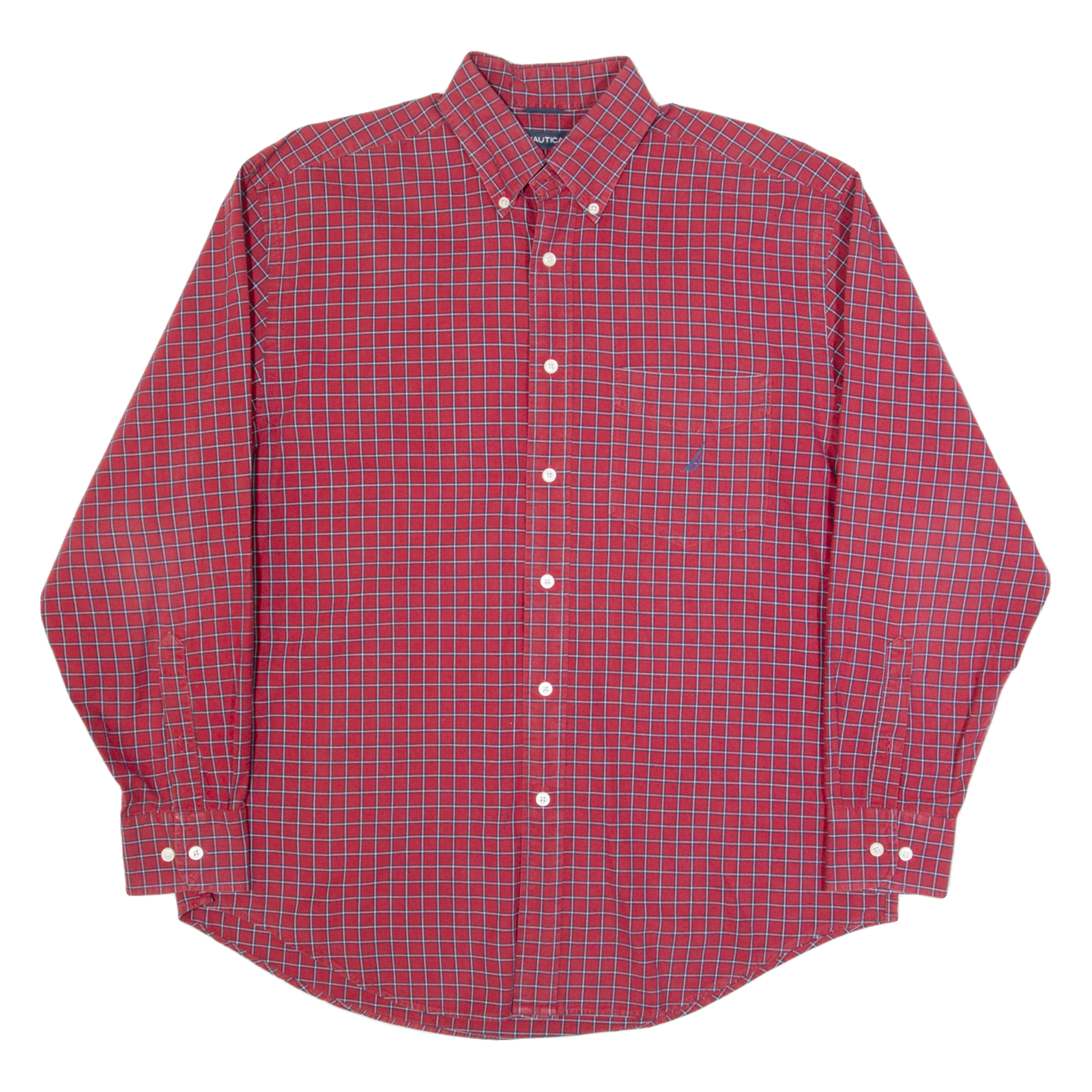 NAUTICA Mens Shirt Red Check Long Sleeve L Refurbished - N/A refurbished available on Cerqular
