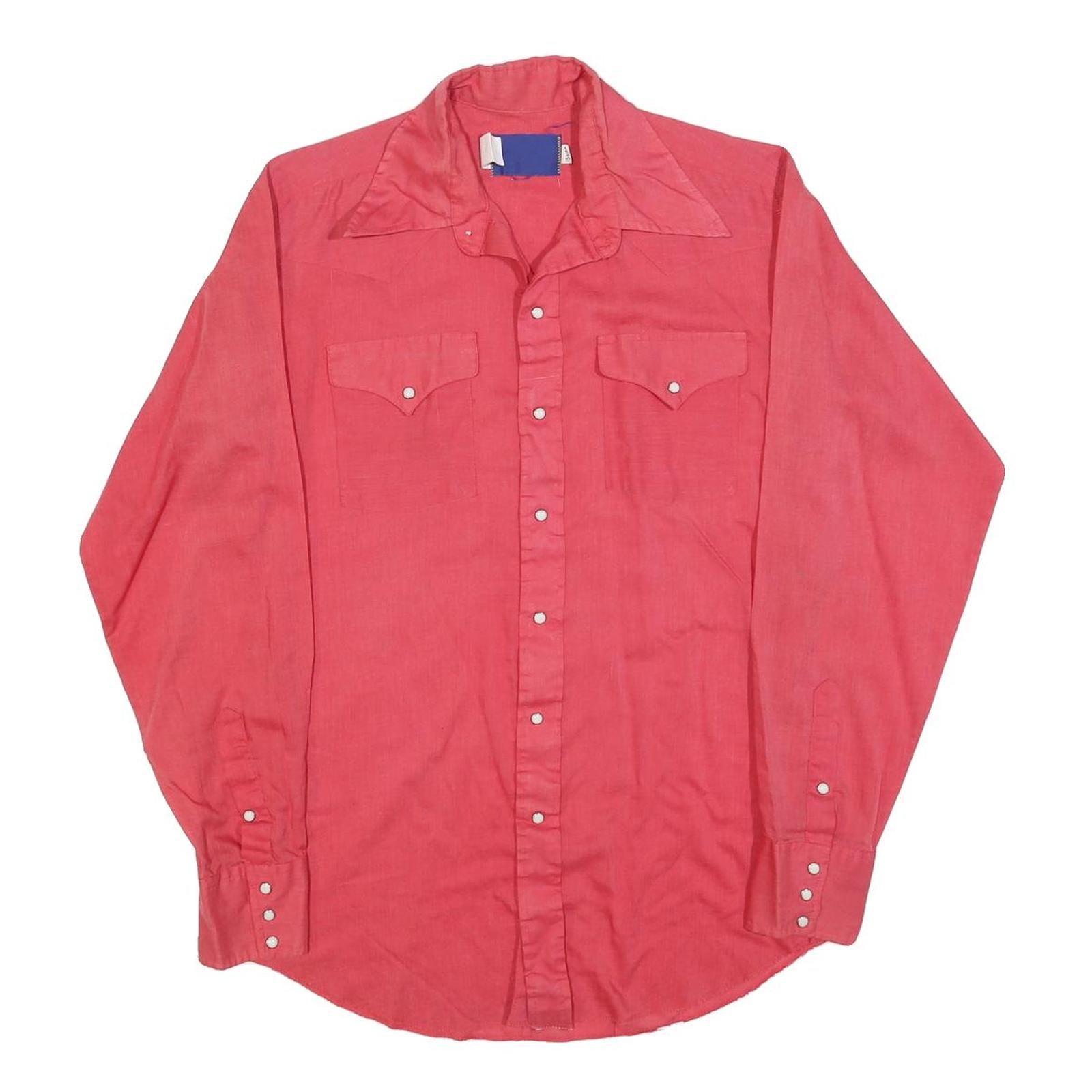 Mens Red Plain Shirt M Long Sleeve Button Closure Casual Cotton Blend Refurbished - N/A refurbished available on Cerqular
