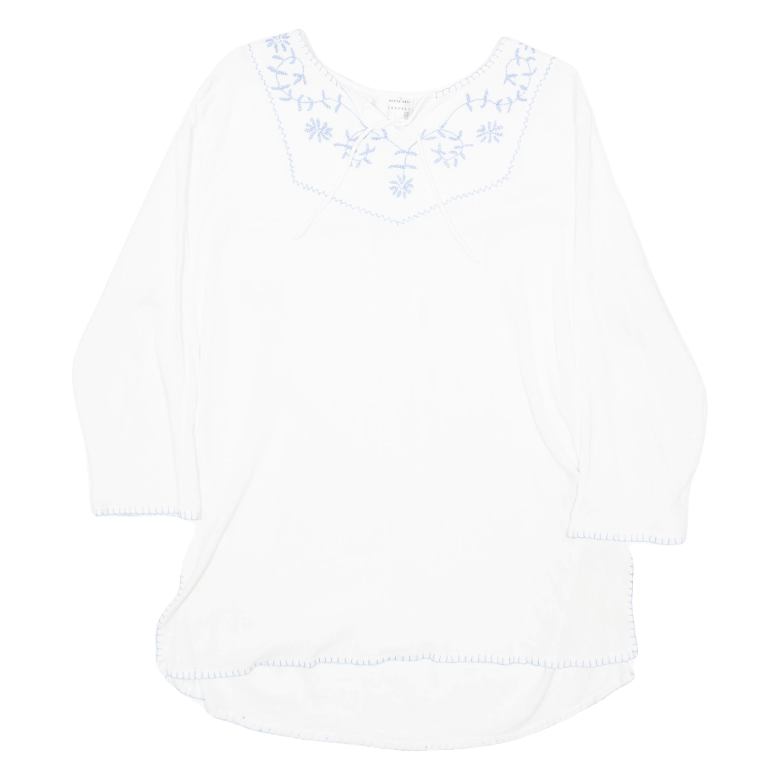 MERIEN HALL CASUALS Womens Blouse White Long Sleeve 90s Crazy Pattern M Refurbished - N/A refurbished available on Cerqular