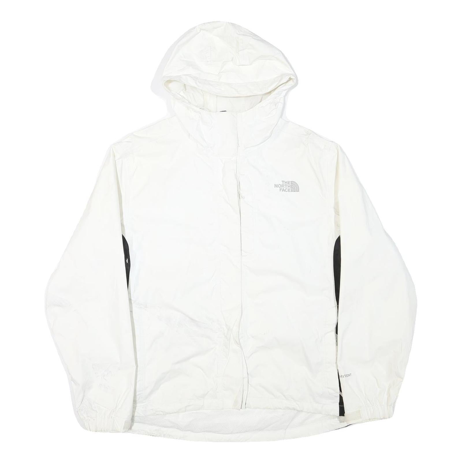 THE NORTH FACE Womens White & Black Outdoor Jacket L Polyester Blend Zip Hooded Refurbished - N/A refurbished available on Cerqular