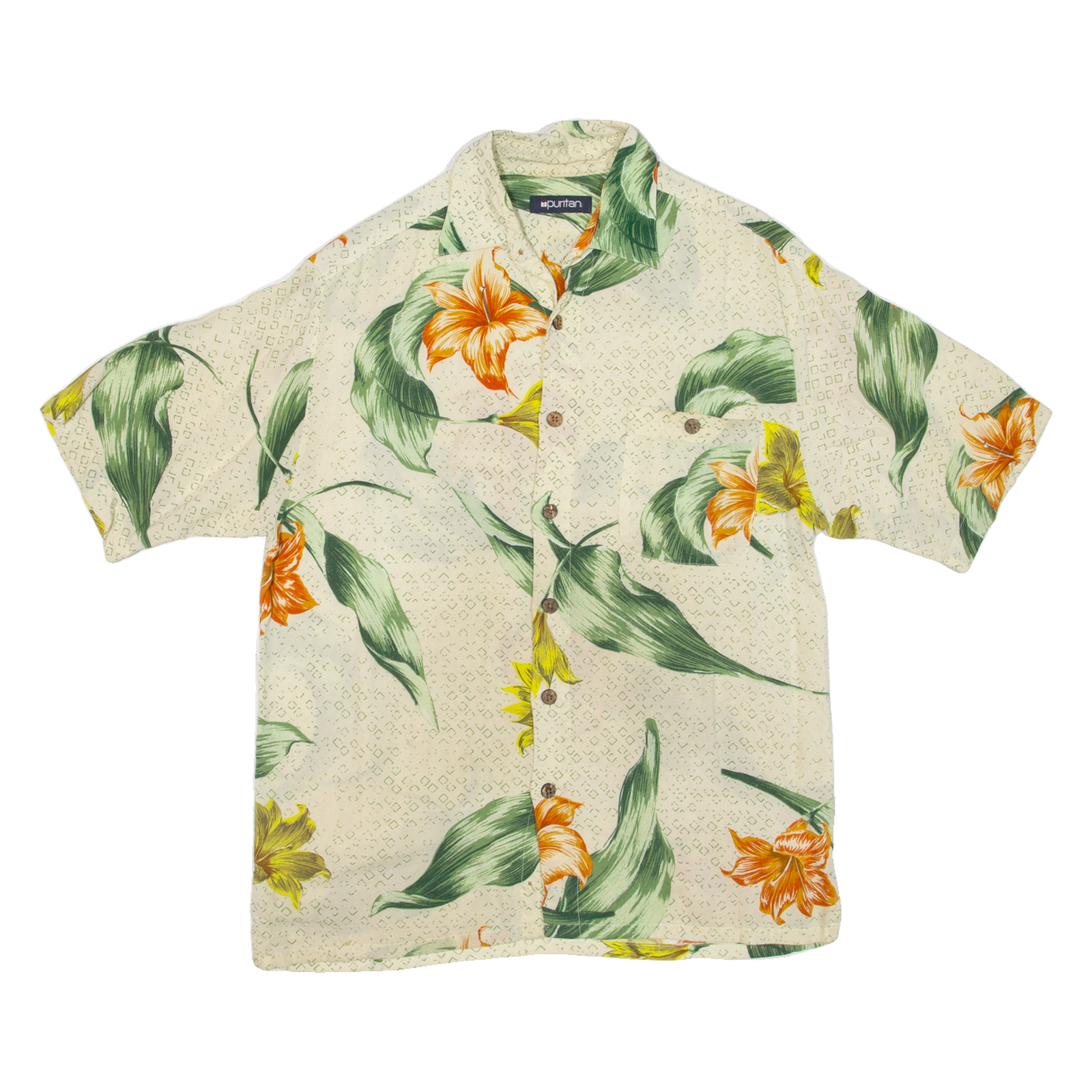 PURITAN Mens Hawaiian Shirt Green Floral S Refurbished - N/A refurbished available on Cerqular