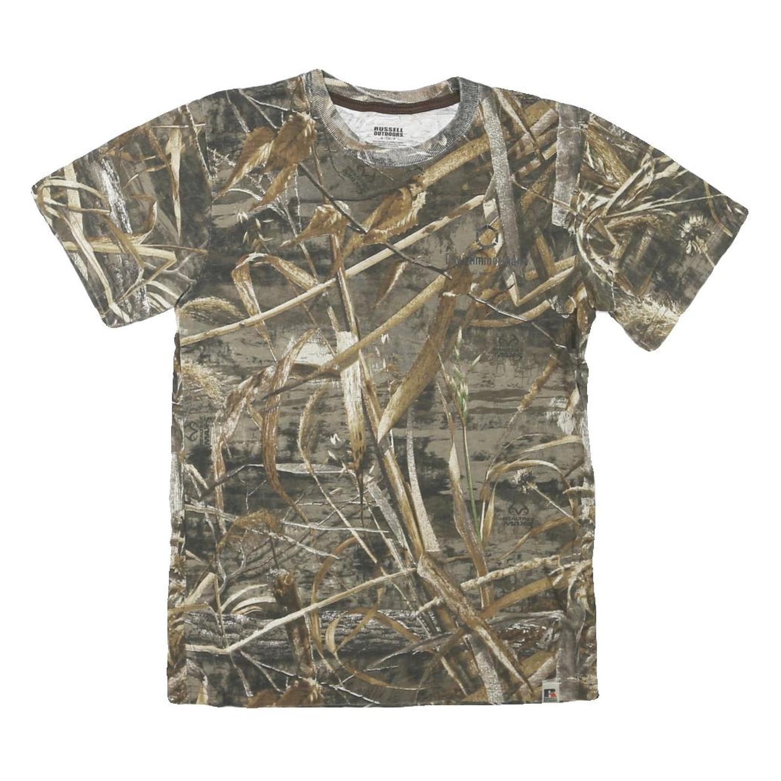 RUSSELL OUTDOOR Mens Green Brown Camouflage T-Shirt S Short Sleeve Crew Neck Refurbished - N/A refurbished available on Cerqular