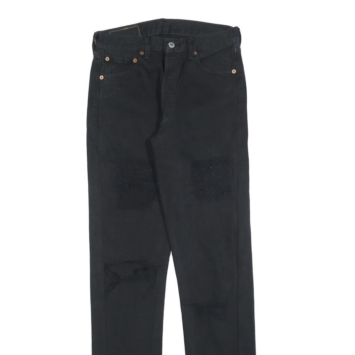 LEVI'S 501 Mens Black Regular Straight Denim W29 L34 Classic Button Fly Jeans Refurbished - N/A refurbished available on Cerqular