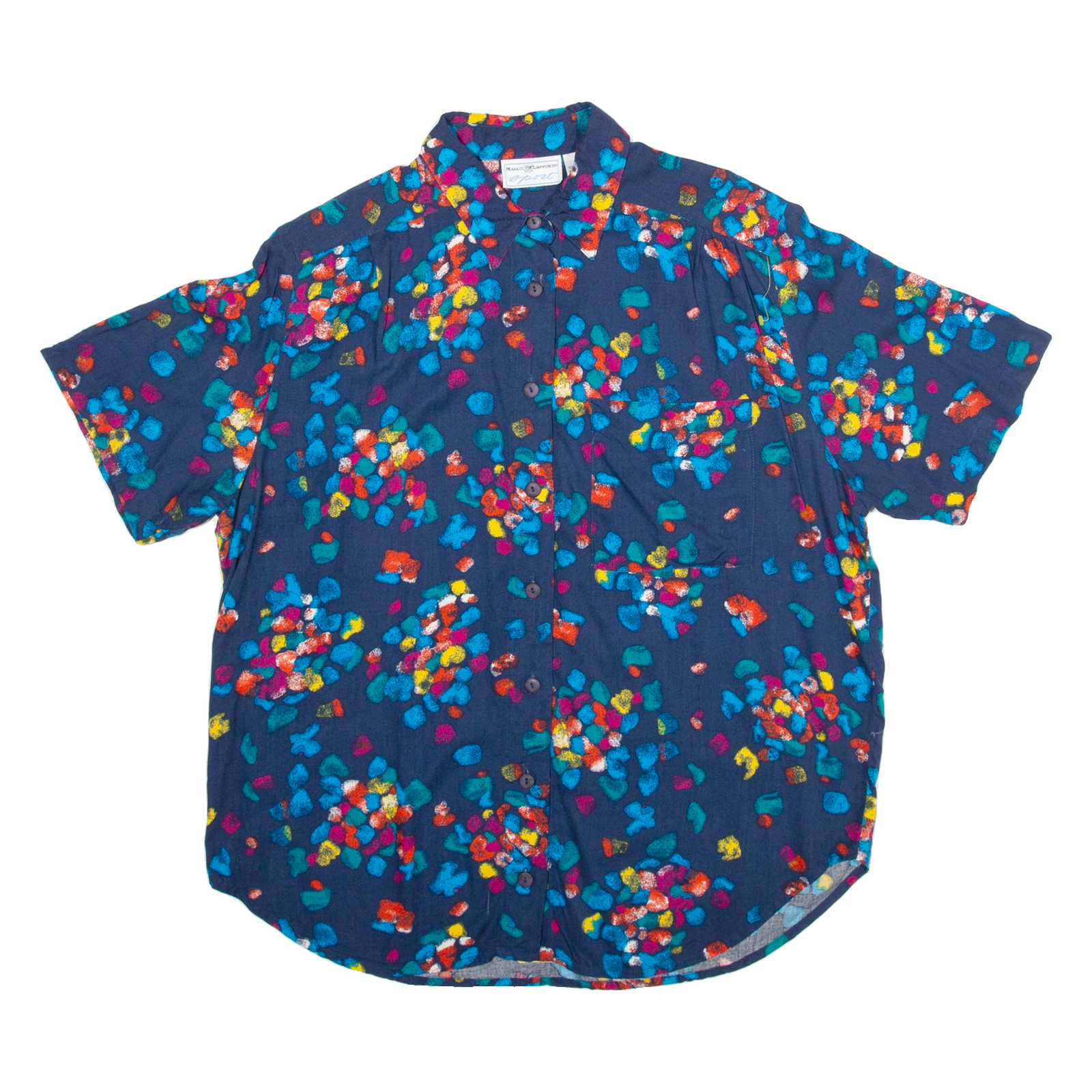 MAGGIE LAWRENCE Womens Printed Shirt Blue Collared Crazy Pattern M Refurbished - N/A refurbished available on Cerqular