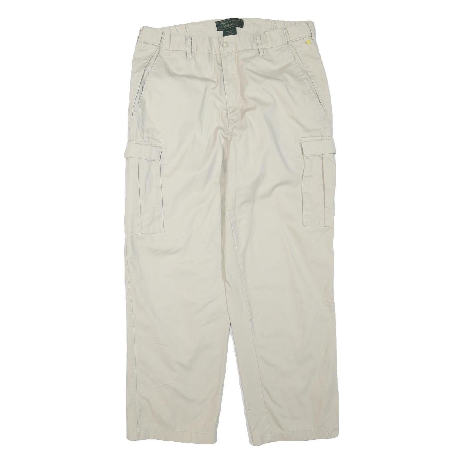 Beige Mens Cotton Blend Regular Cargo Trousers W34 L28 Casual Workwear Zip Refurbished - N/A refurbished available on Cerqular