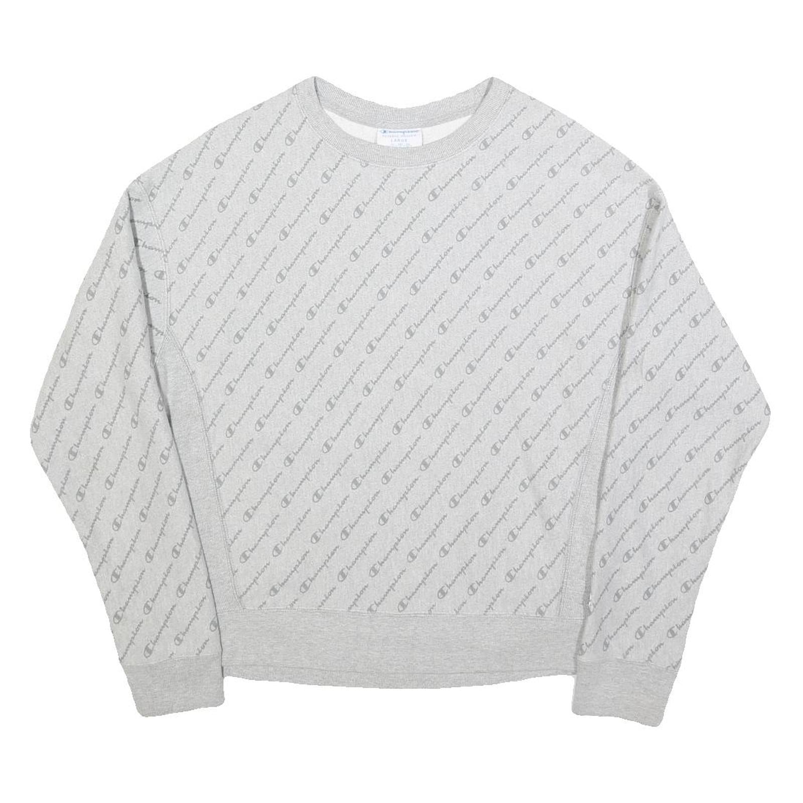 CHAMPION REVERSE WEAVE Womens Grey Crew Neck L Cotton Blend Printed Sweatshirt Refurbished - N/A refurbished available on Cerqular
