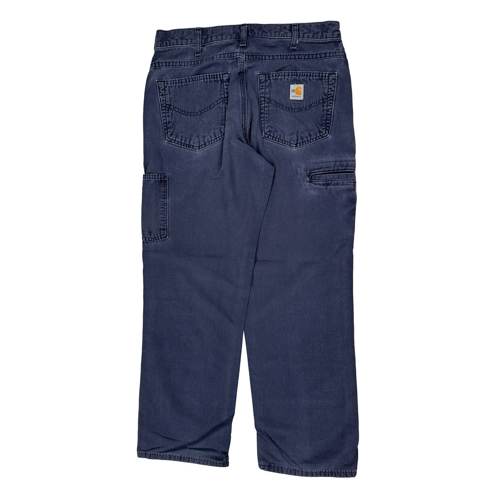 Carhartt Carpenter Trousers - 32W 30L Blue Cotton Refurbished - Thrifted (note: this is a term often used to describe second- refurbished available on Cerqular