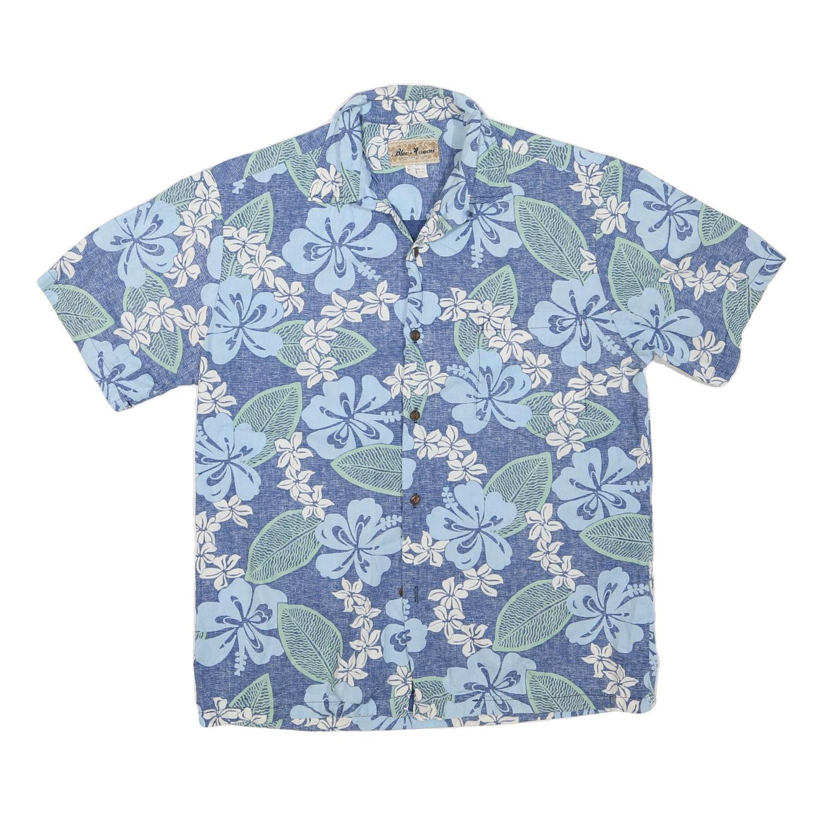 BLUE HAWAII Mens Blue & Green Hawaiian Shirt M Floral Cotton Blend Casual Refurbished - N/A refurbished available on Cerqular