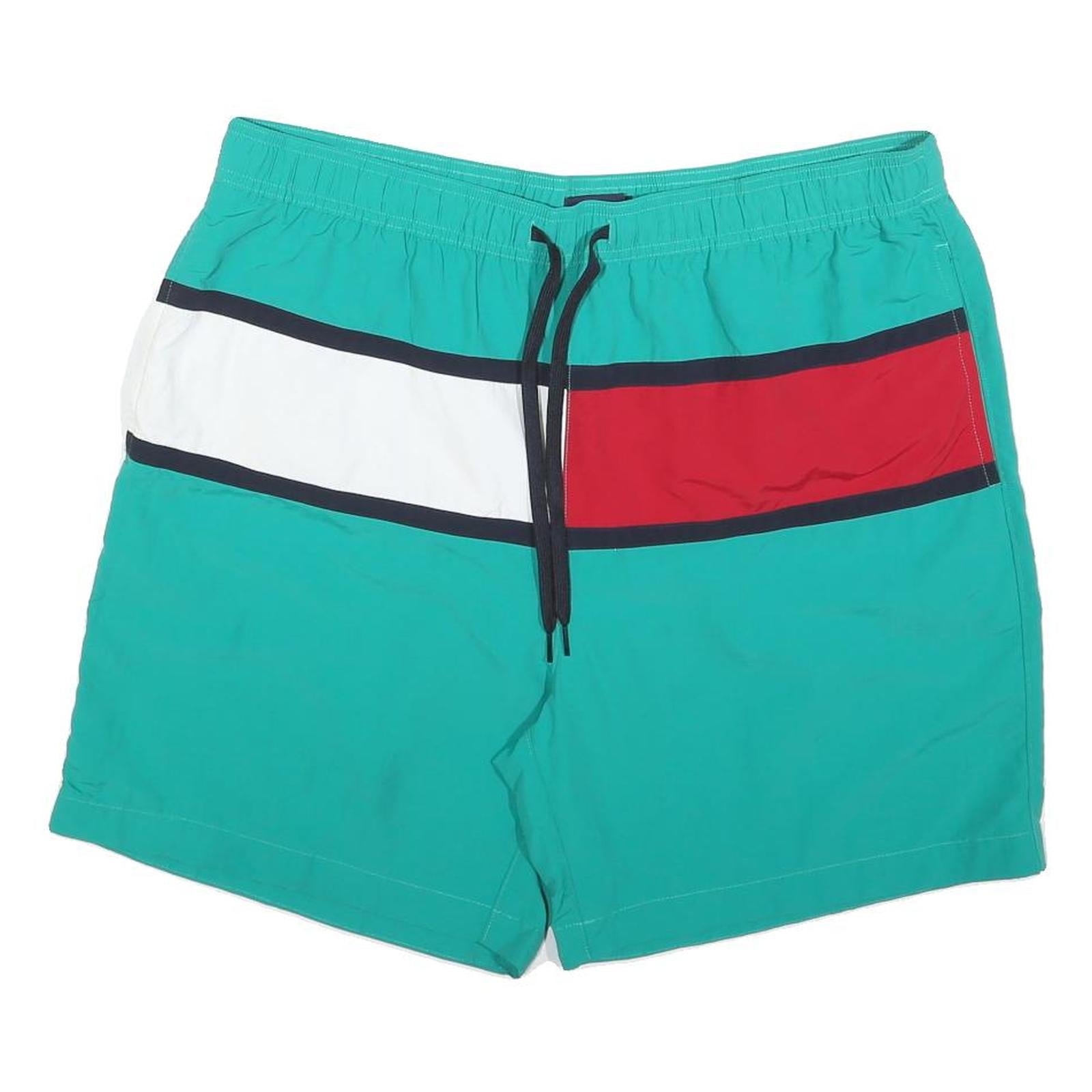 TOMMY HILFIGER Mens Shorts Green White & Red Casual 2XL W38 Swimwear Refurbished - N/A refurbished available on Cerqular