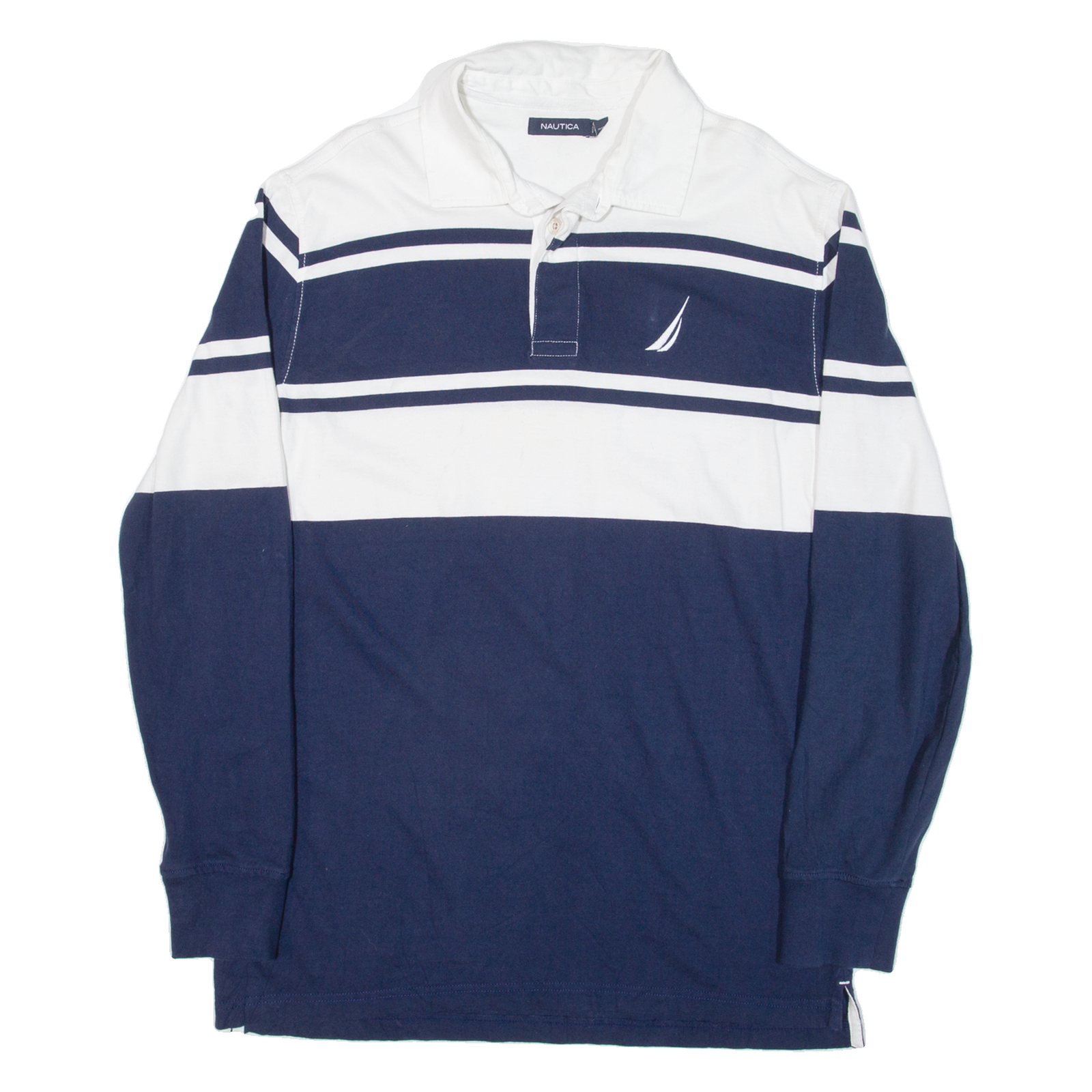 NAUTICA Mens Polo Shirt Blue Striped Long Sleeve L Refurbished - N/A refurbished available on Cerqular