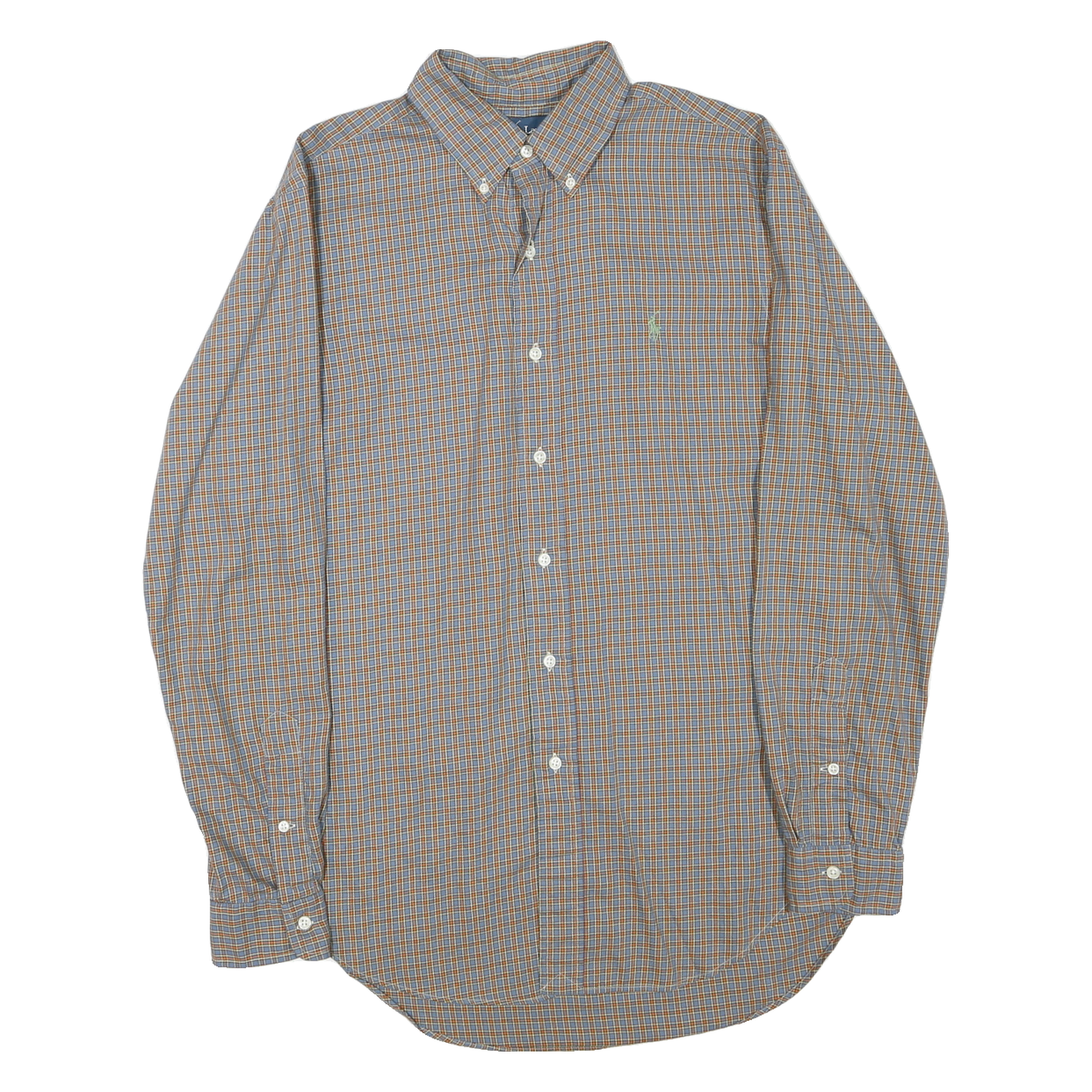 RALPH LAUREN Mens Blue & Orange Check Shirt M Button Down Classic Fit Refurbished - N/A refurbished available on Cerqular