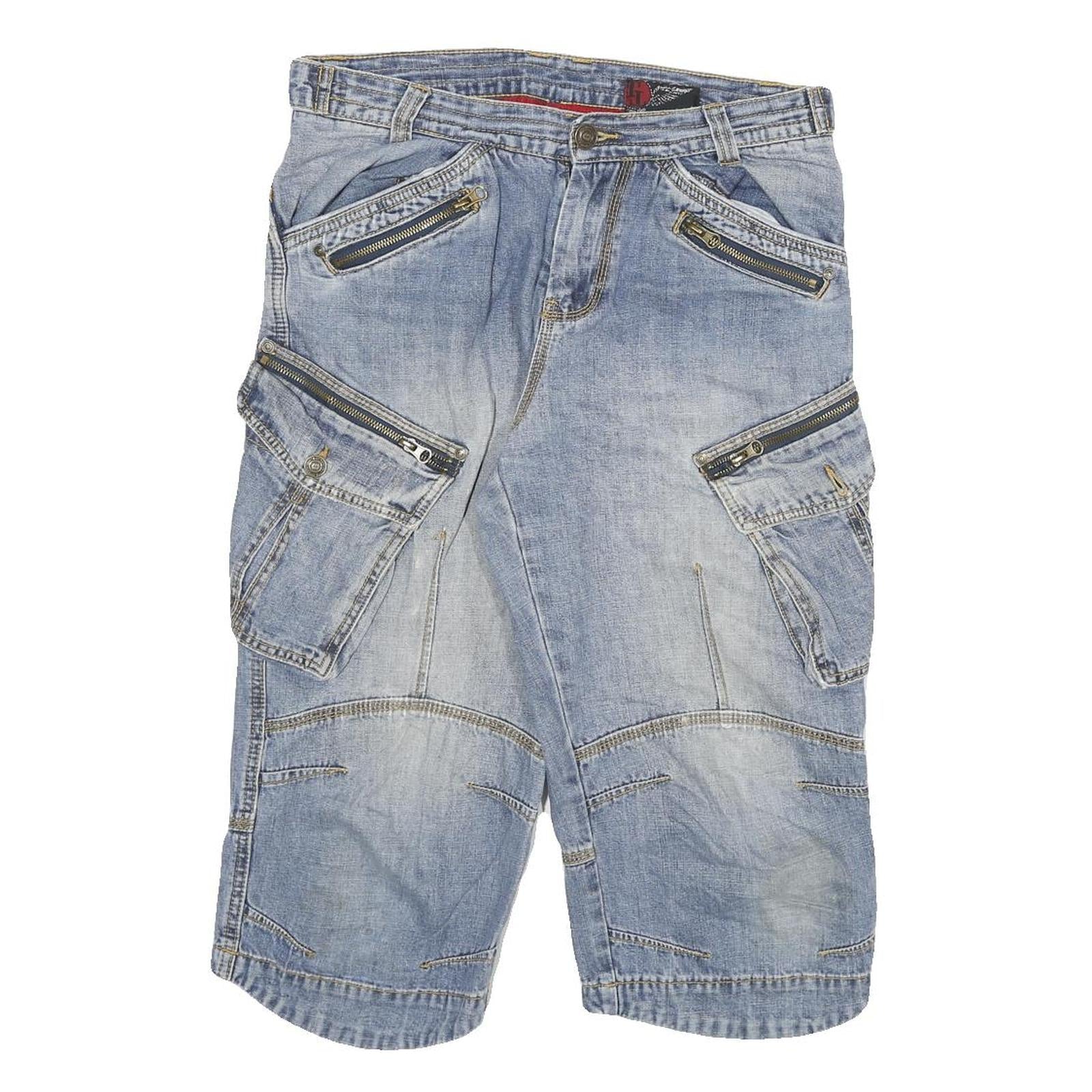 TOM TOMPSON Mens Shorts Blue Cargo L W30 Zip Pockets Cotton Blend Relaxed Refurbished - N/A refurbished available on Cerqular