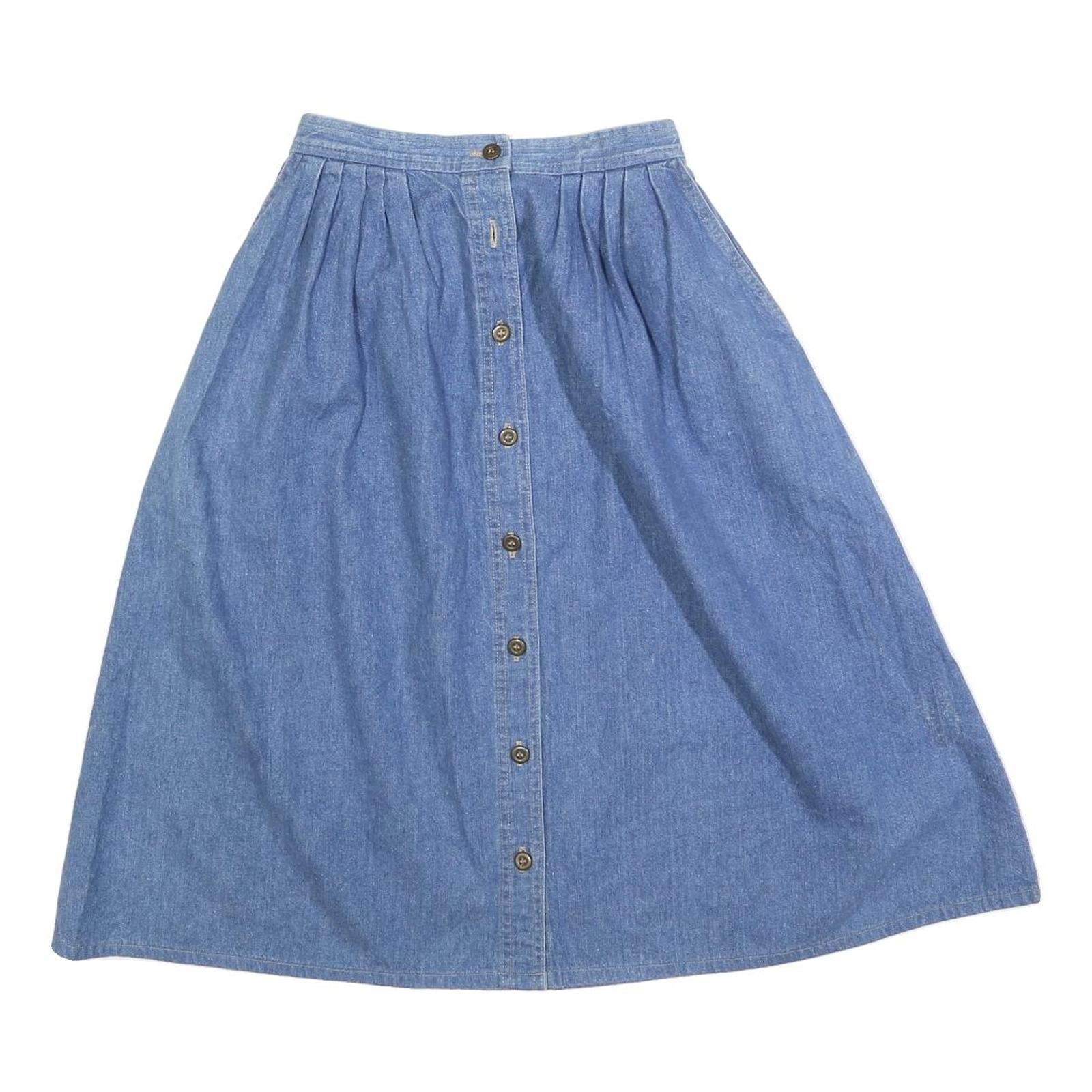 KORET Womens Blue Denim Button Midi Cotton Blend Pleated Skirt XS Casual Refurbished - N/A refurbished available on Cerqular