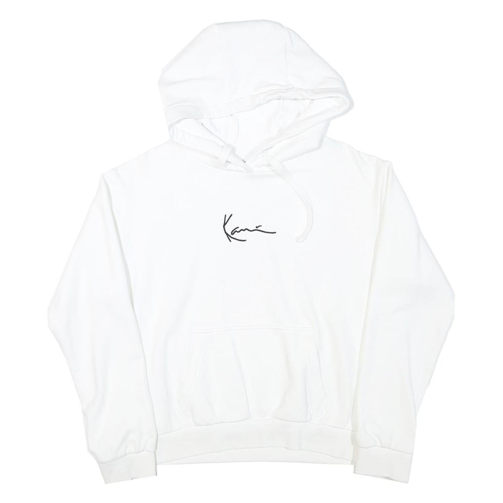 KARL KANI Mens White Hoodie S Cotton Blend Pullover Minimal Logo Casual Refurbished - N/A refurbished available on Cerqular