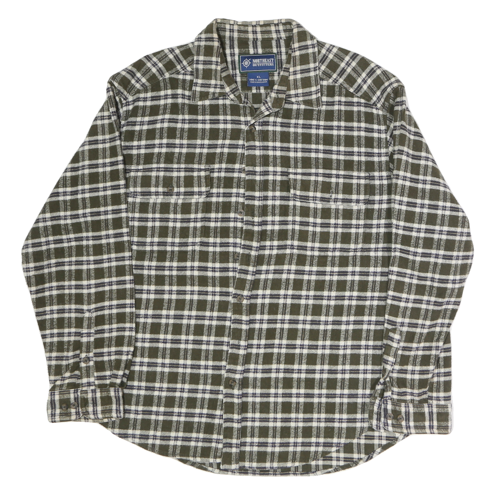 NORTHWEST OUTFITTERS Mens Green & White Check Shirt XL Casual Cotton Blend Refurbished - N/A refurbished available on Cerqular