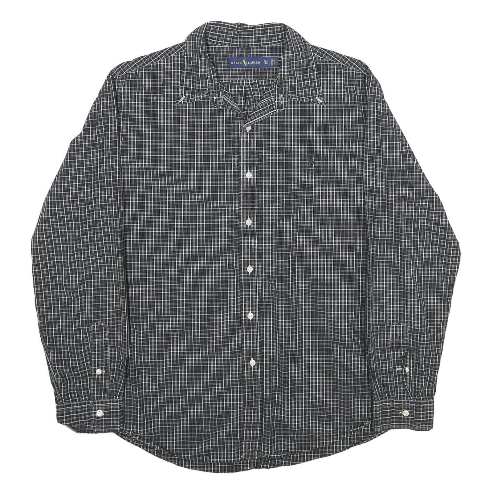 RALPH LAUREN Mens Black White Check Shirt XL Long Sleeve Button Cotton Refurbished - N/A refurbished available on Cerqular