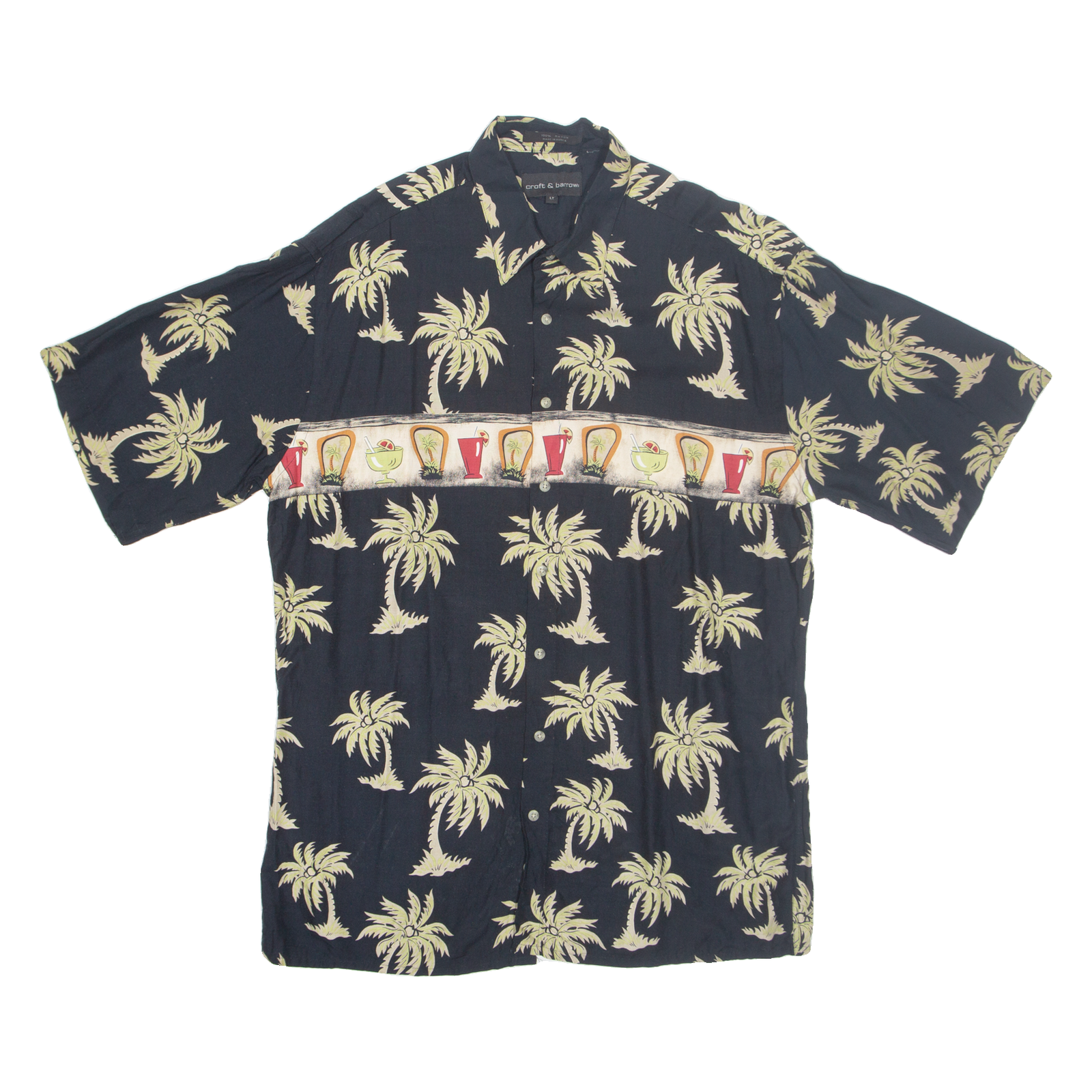 CROFT & BARROW Mens Hawaiian Shirt Black Floral L Refurbished - N/A refurbished available on Cerqular