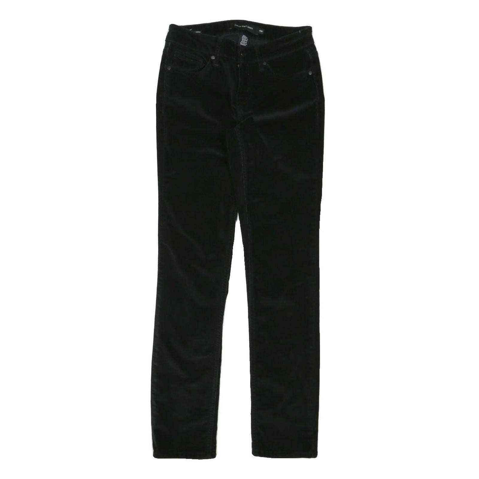 CALVIN KLEIN JEANS Womens Cotton Blend Black Regular Fit Skinny Trousers W28 L30 Refurbished - N/A refurbished available on Cerqular