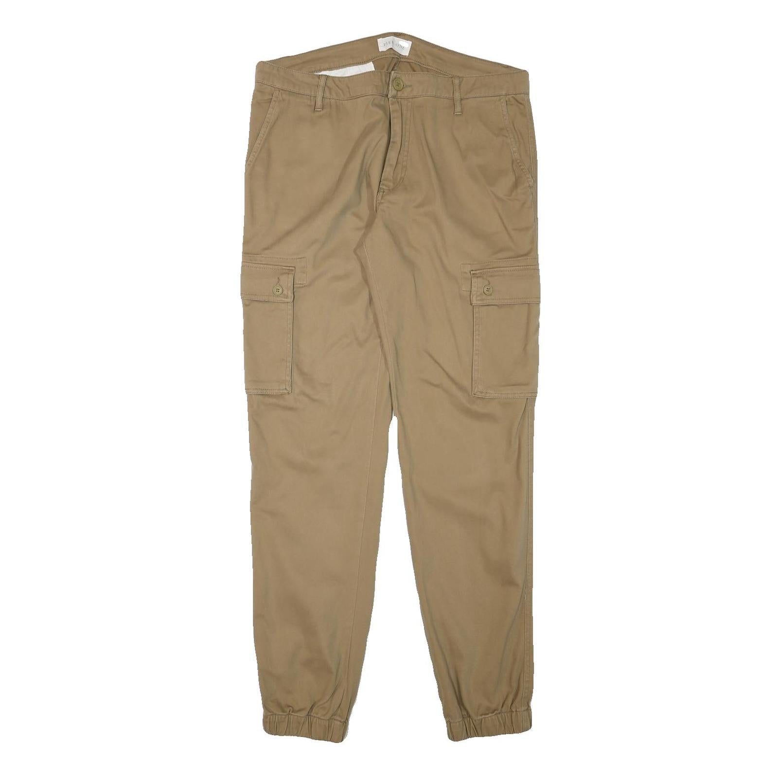 PIER ONE Mens Relaxed Beige Cargo Cotton Blend Trousers W34 L32 Refurbished - N/A refurbished available on Cerqular