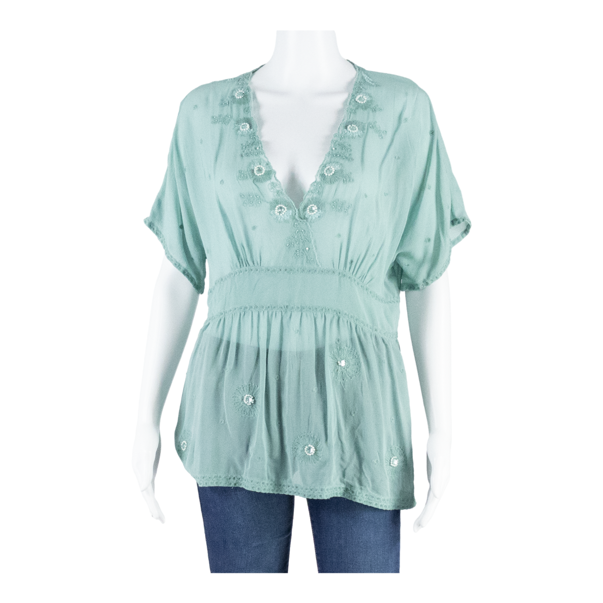 WHISTLES Womens Blouse Blue V-Neck Silk UK 12 Refurbished - N/A refurbished available on Cerqular