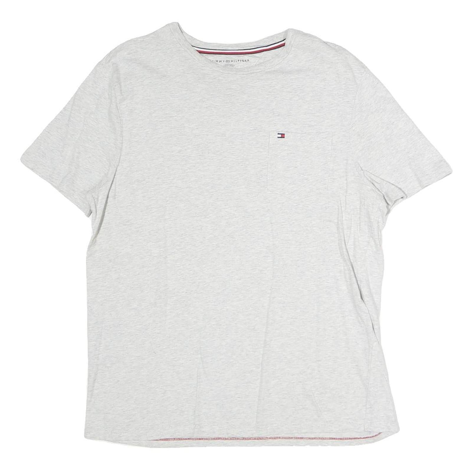 TOMMY HILFIGER Mens Grey & White Pocket T-Shirt M Short Sleeve Crew Neck Cotton Refurbished - N/A refurbished available on Cerqular