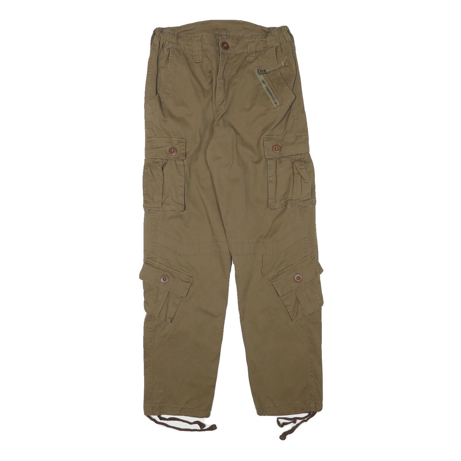 Womens Relaxed Fit Beige Cotton Blend Cargo Trousers W26 L29 Utility Style Zip Refurbished - N/A refurbished available on Cerqular