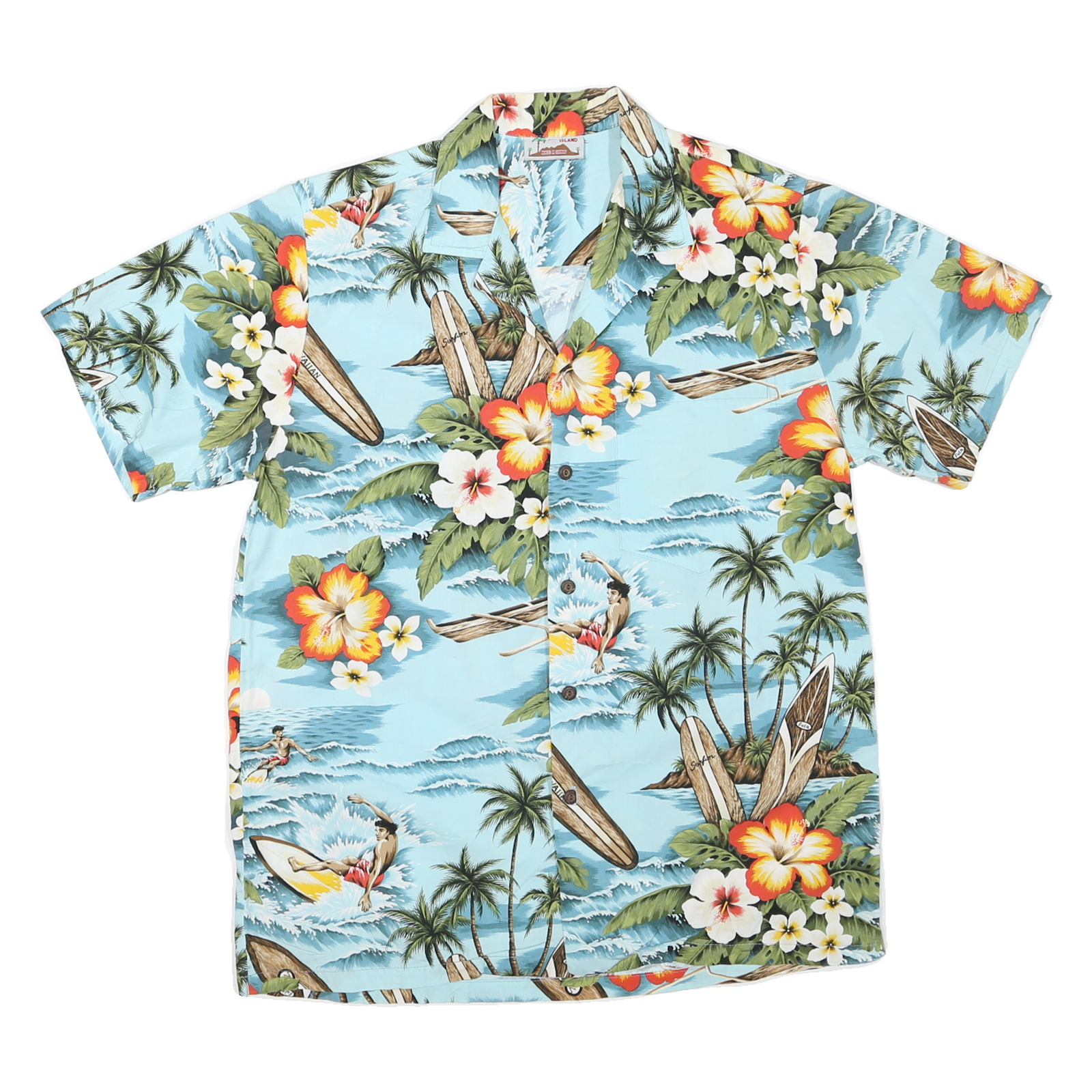 Buy EVERGREEN ISLAND Mens Blue Hawaiian Shirt M Surf Floral Cotton Blend Summer Refurbished - $16.89 EVERGREEN ISLAND Mens Blue Hawaiian Shirt M Surf Floral Cotton Blend Summer Refurbished - N/A refurbished available on Cerqular