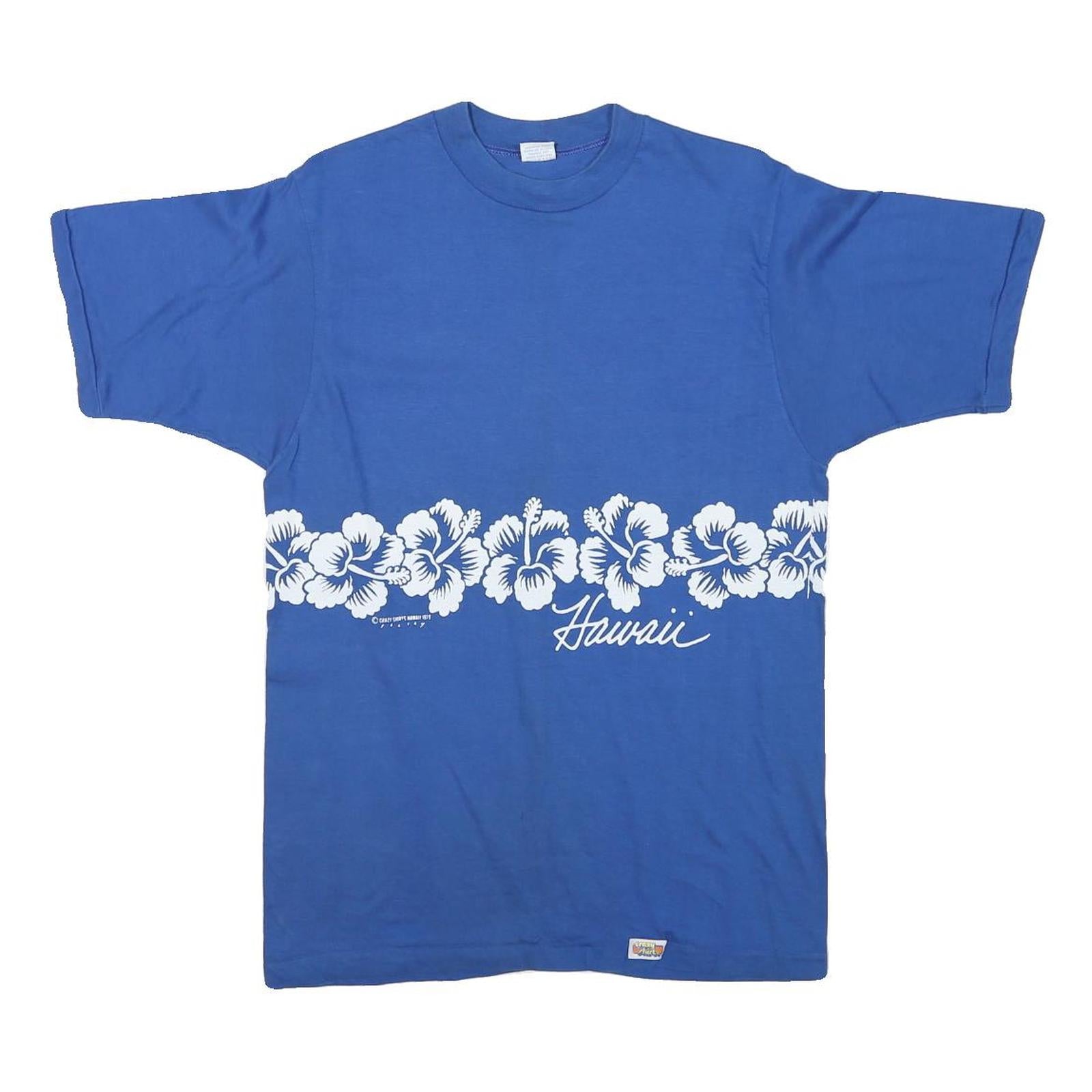 CRAZY SHIRT Mens Blue Hawaii T-Shirt M Short Sleeve Crew Neck Floral Print Refurbished - N/A refurbished available on Cerqular
