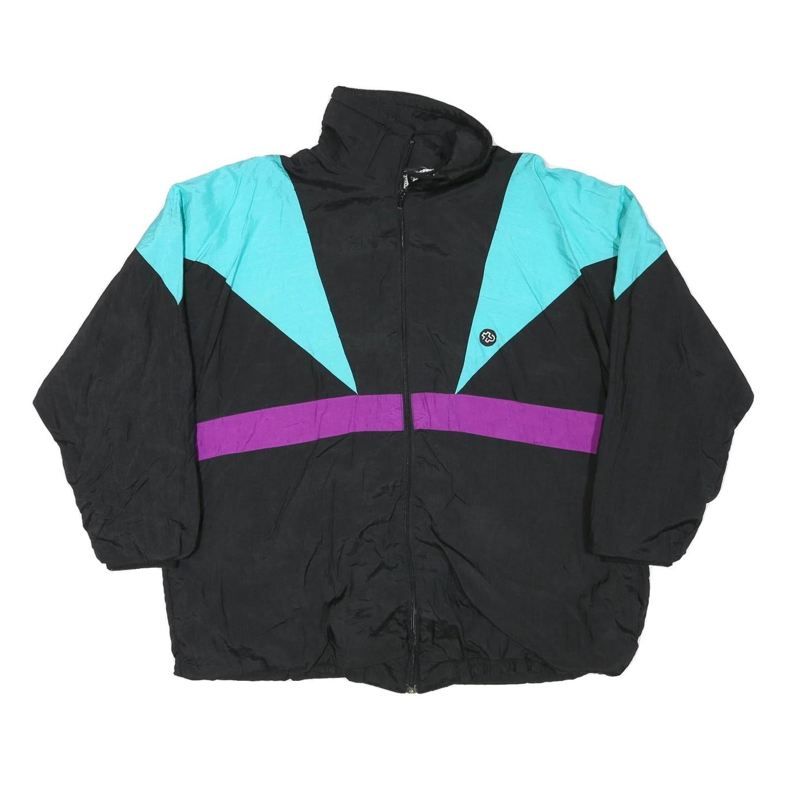 TRIKORA Mens Black & Turquoise Purple Zip Jacket 2XL Polyester Blend Colourblock Refurbished - N/A refurbished available on Cerqular