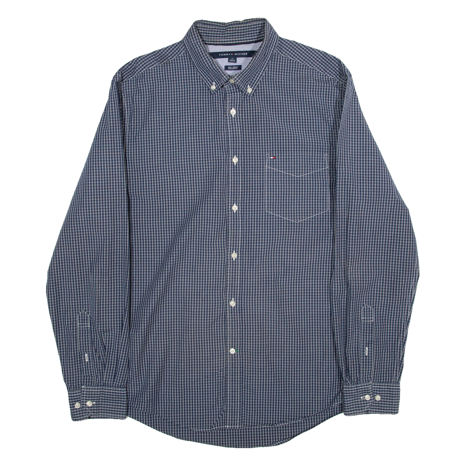 TOMMY HILFIGER Mens Shirt Blue Check Long Sleeve L Refurbished - N/A refurbished available on Cerqular