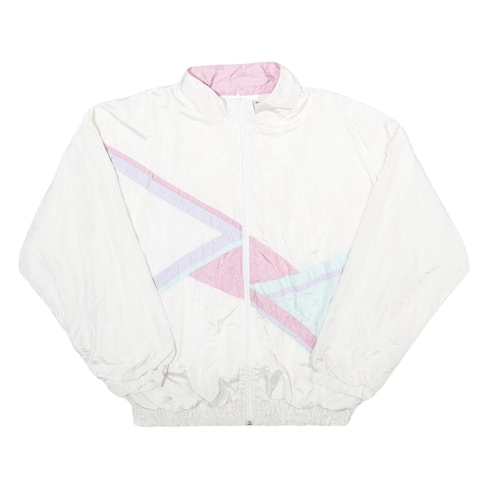 METRO WEAR Mens White Jacket M Nylon Colourblock Zip Casual Outerwear Refurbished - N/A refurbished available on Cerqular