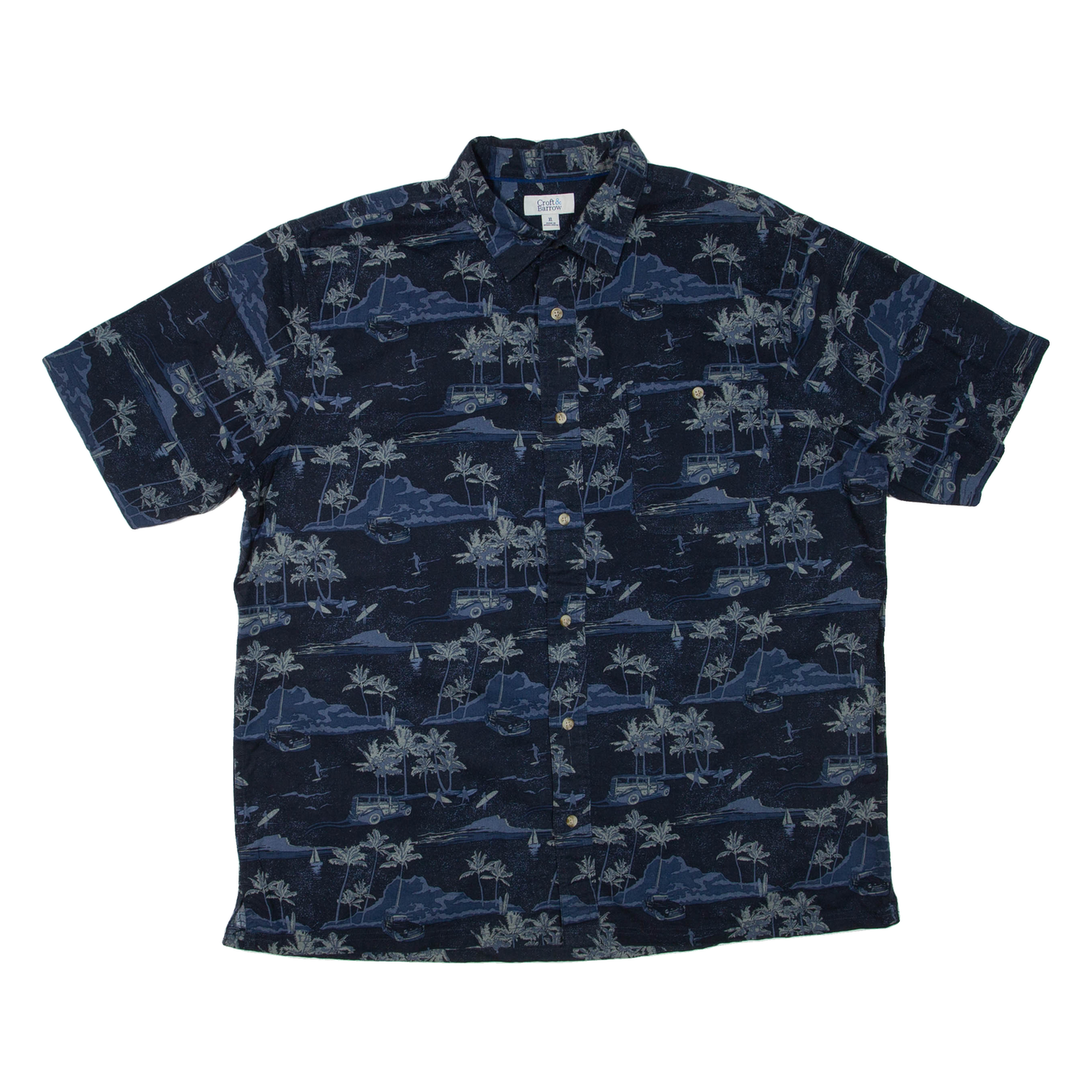 CROFT & BARROW Mens Hawaiian Shirt Blue Crazy Pattern XL Refurbished - N/A refurbished available on Cerqular