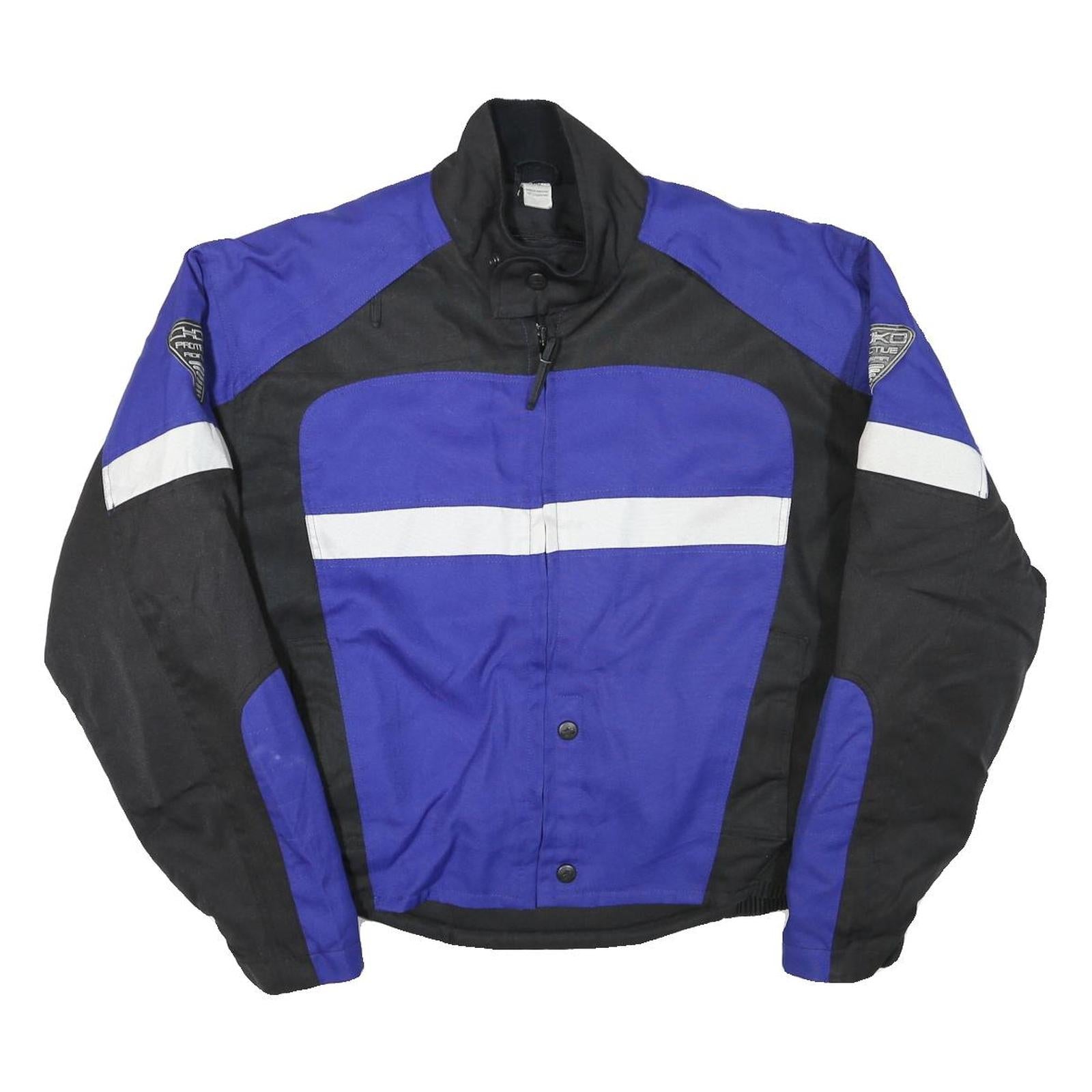 CHOKO Mens Blue & Black Protective Motorcycle Jacket L Polyester Blend Zip Refurbished - N/A refurbished available on Cerqular