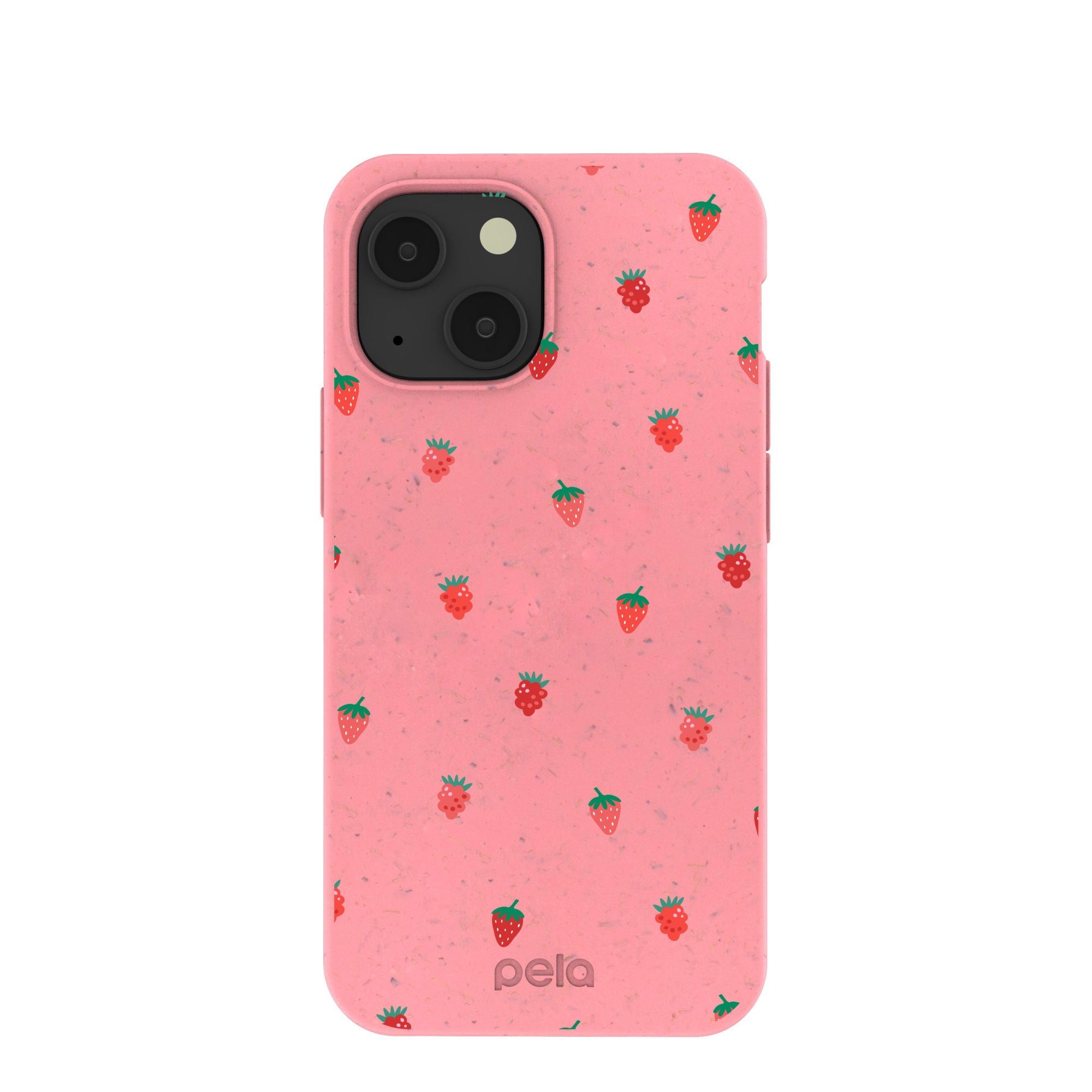 Bubblegum Pink Summer Berries iPhone 13 Mini Case Refurbished - Pela Case refurbished available on Cerqular