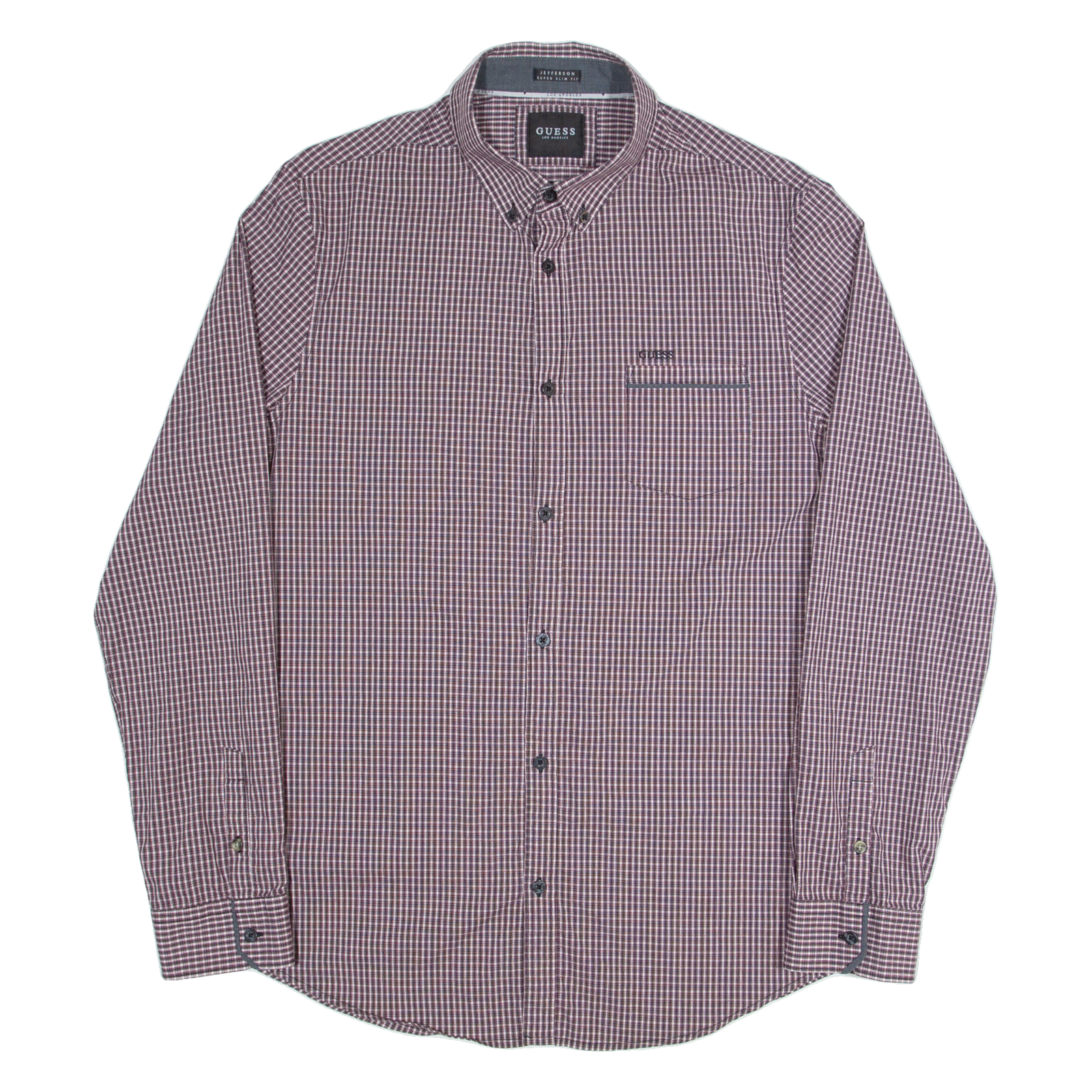 GUESS Jefferson Super Slim Fit Mens Shirt Red Check Long Sleeve XL Refurbished - N/A refurbished available on Cerqular