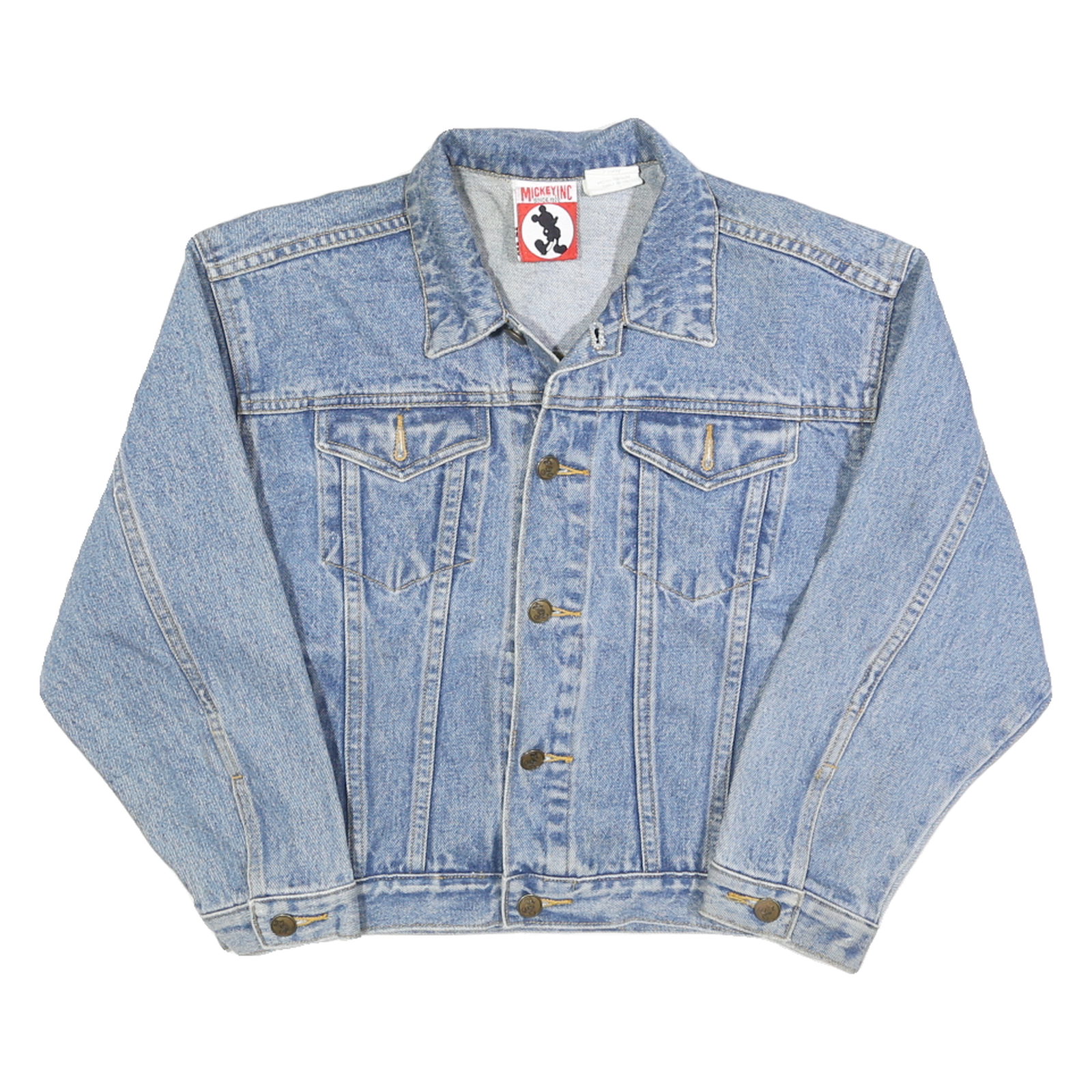 DISNEY Womens Blue Cotton Denim Jacket S Embroidered Mickey Mouse Characters Refurbished - N/A refurbished available on Cerqular