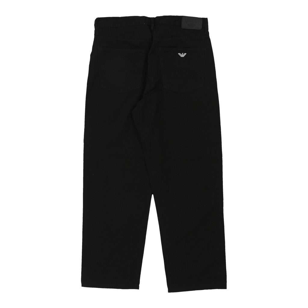 Armani Jeans Trousers - 34W 28L Black Cotton Refurbished - Thrifted (note: this is a term often used to describe second- refurbished available on Cerqular