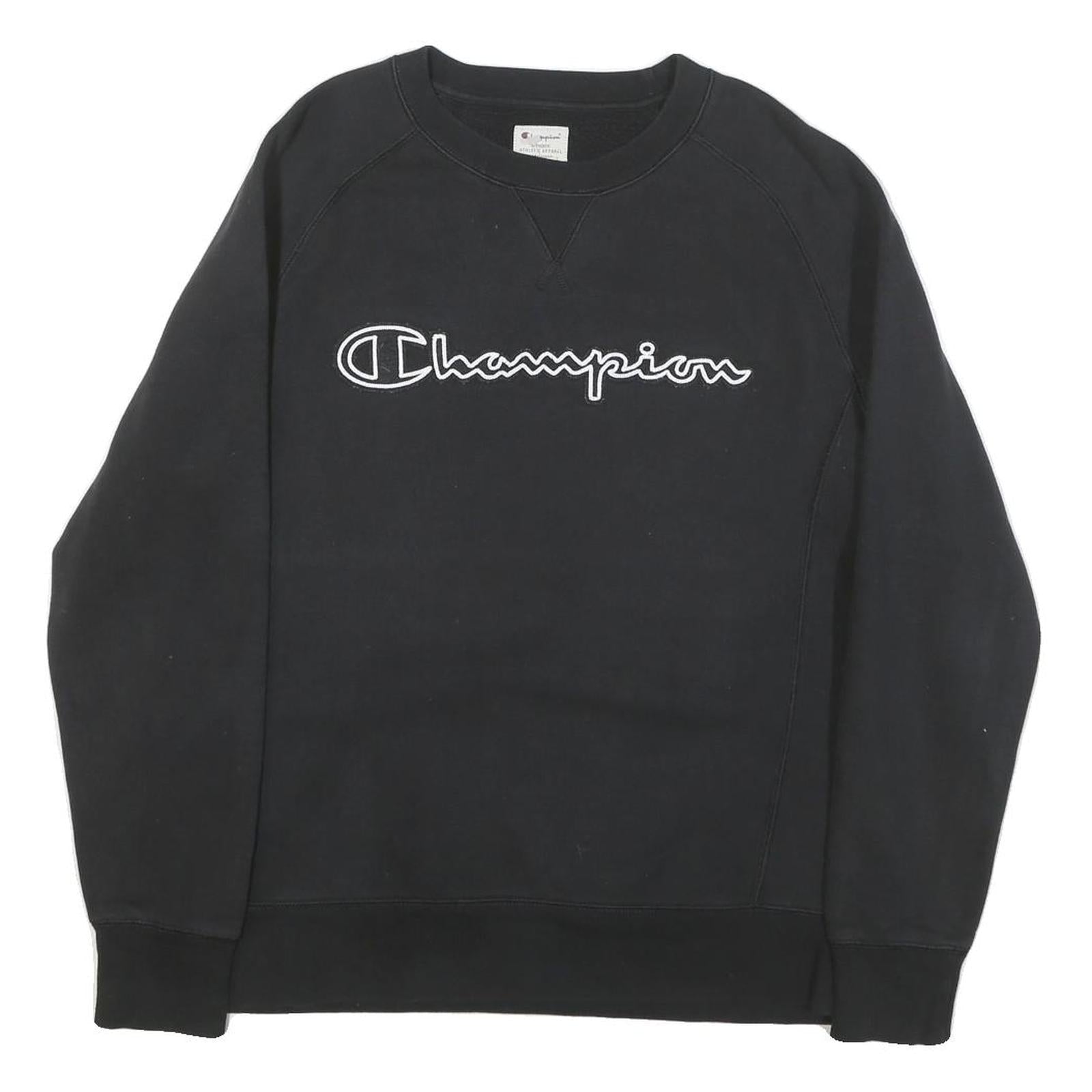 CHAMPION Mens Black Crew Neck M Cotton Blend Lightweight Sweatshirt Refurbished - N/A refurbished available on Cerqular