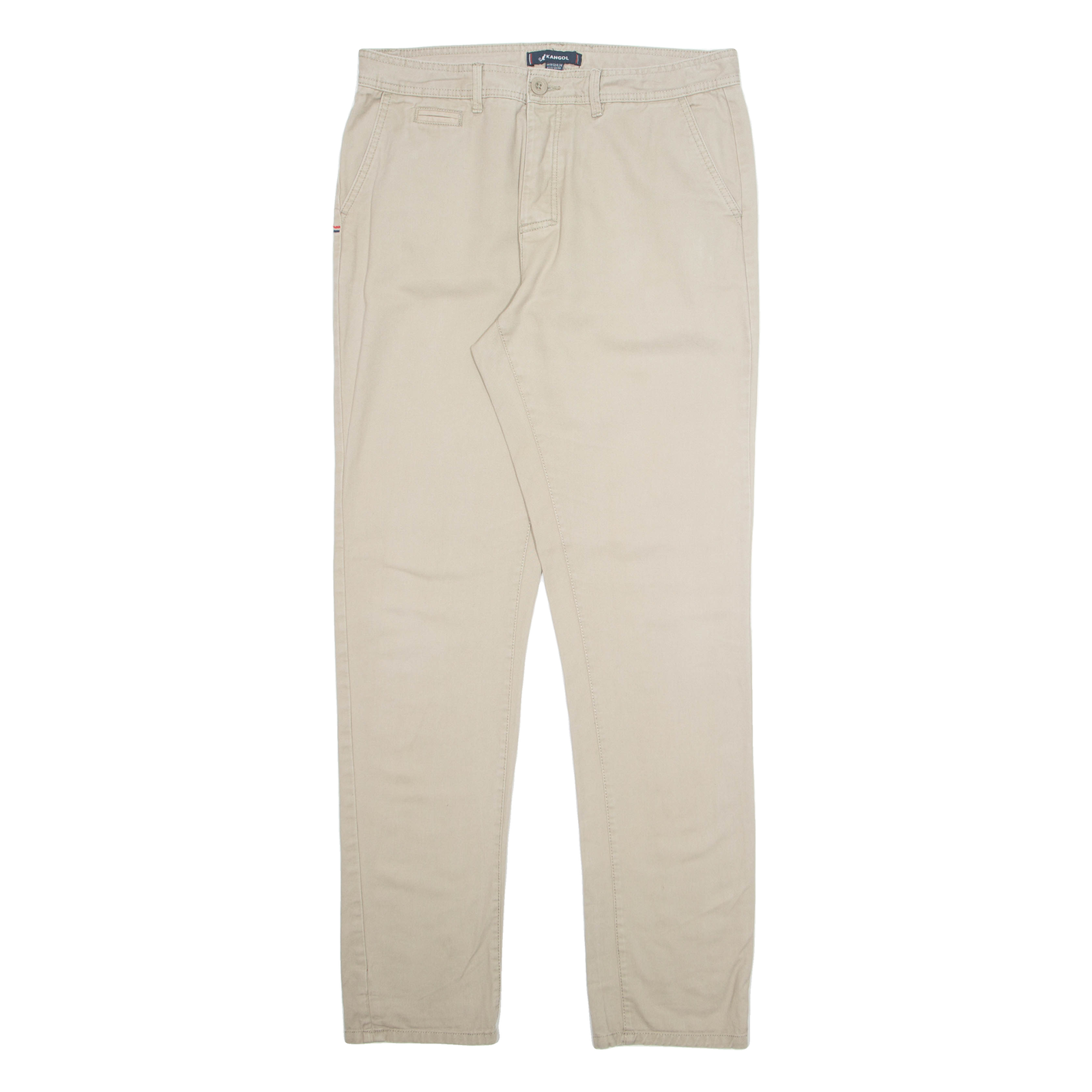 KANGOL Chino Mens Trousers Cream Regular Tapered W32 L34 Refurbished - N/A refurbished available on Cerqular