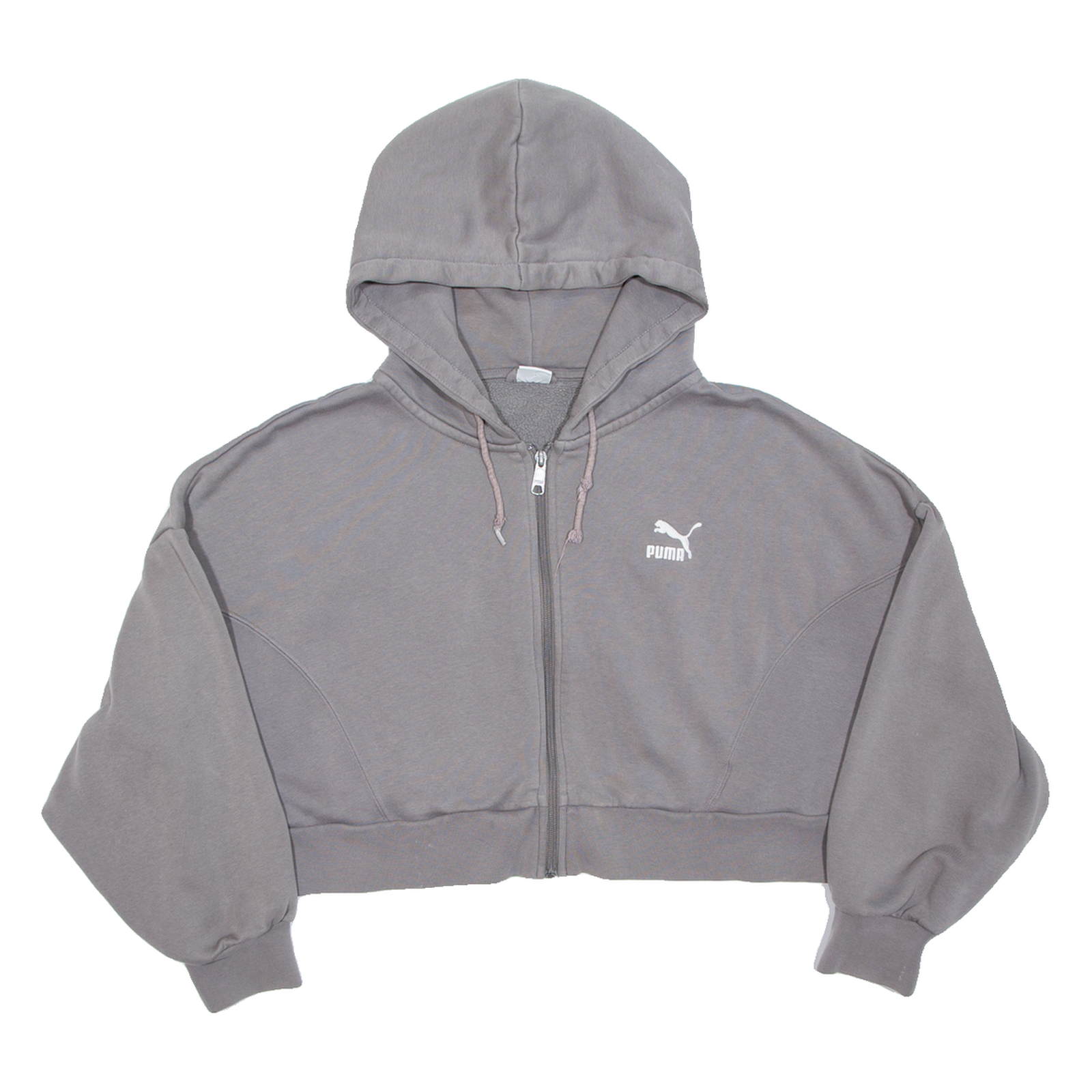PUMA Cropped Womens Grey Hoodie Full Zip M Refurbished - N/A refurbished available on Cerqular