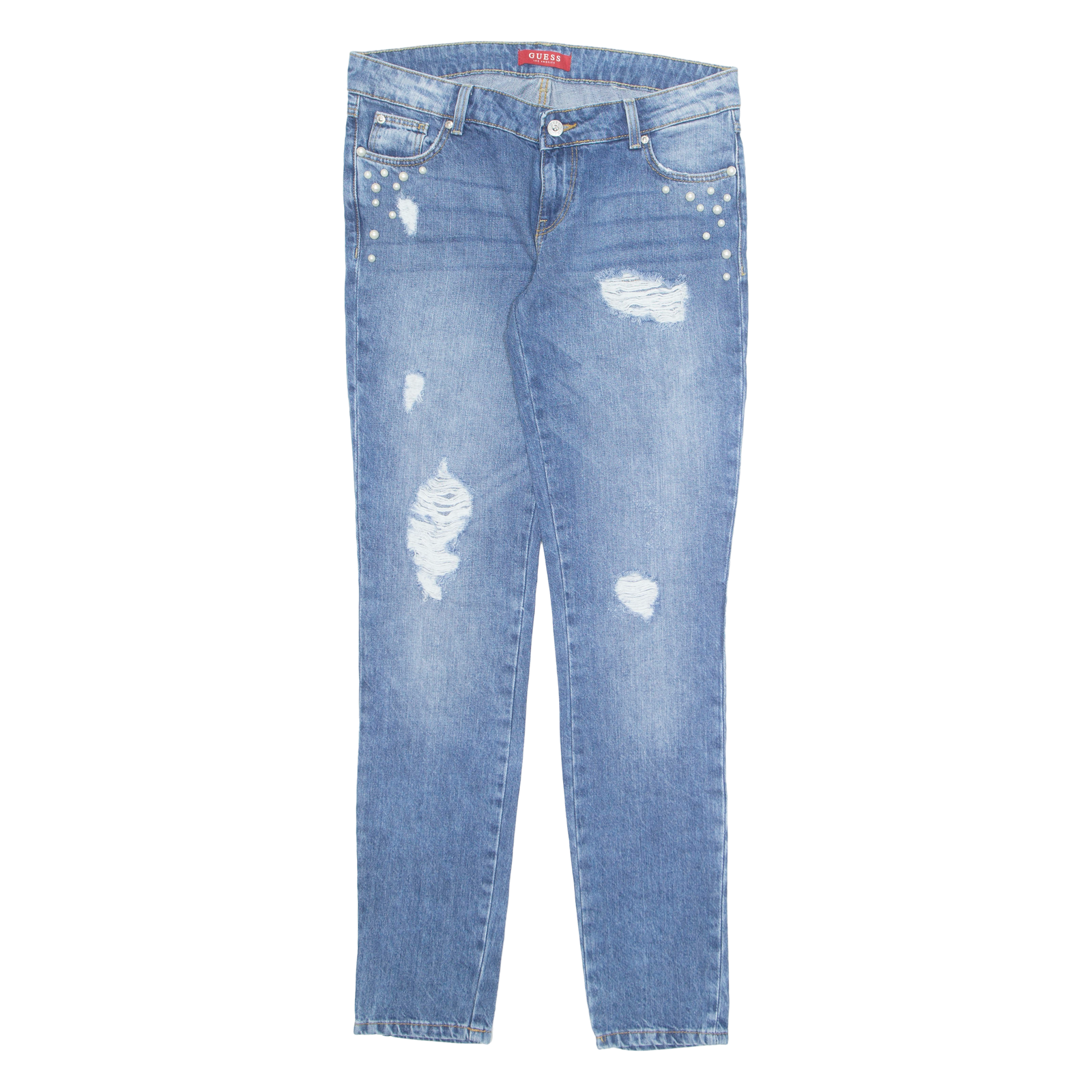 GUESS Womens Jeans Blue Regular Tapered Stone Wash W32 L32 Refurbished - N/A refurbished available on Cerqular
